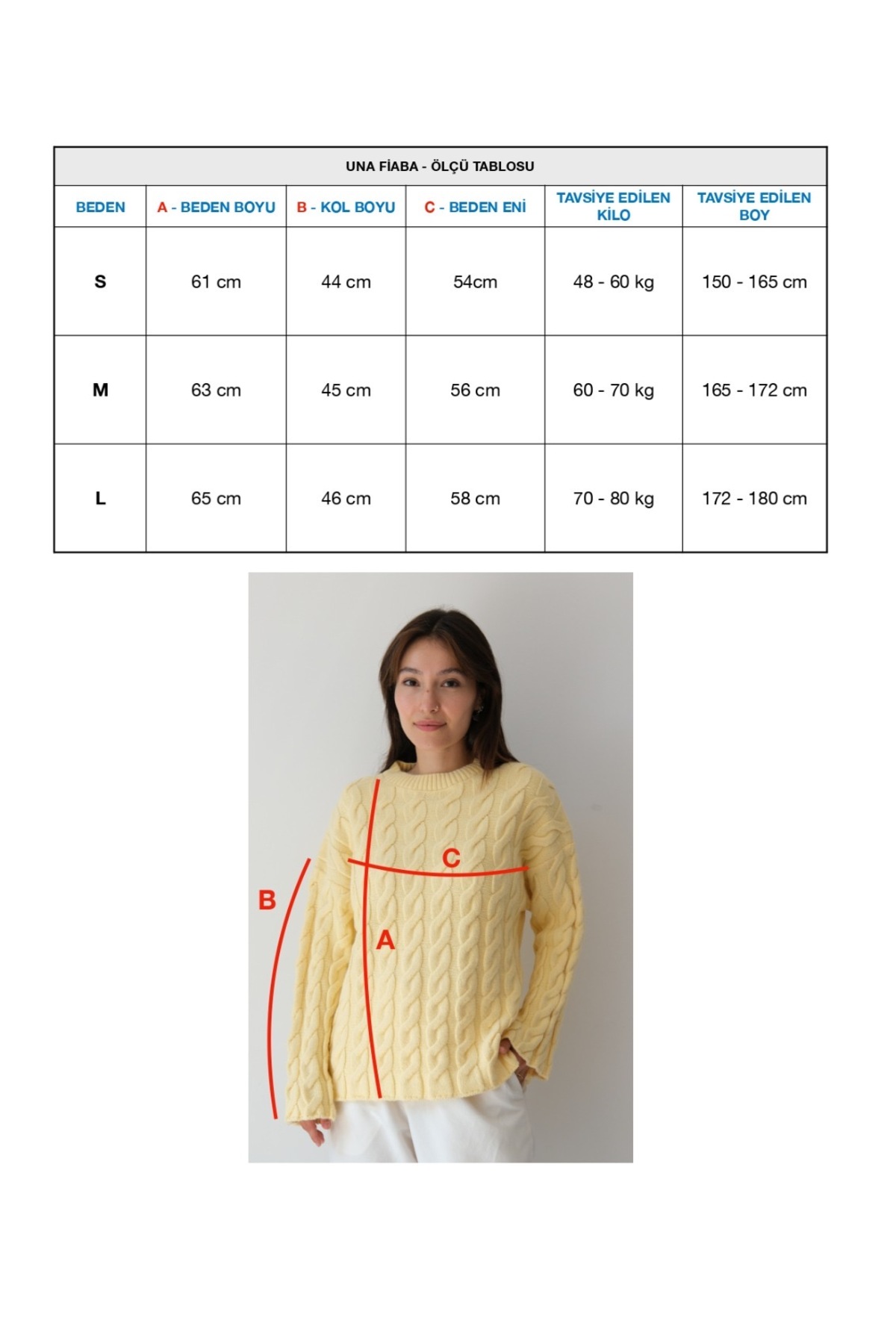 Butik  Una Fiaba -Beyaz Oversize Yumuşak Dokulu Saç Örgü Bisiklet Yaka Kadın Kazak - Görsel 6