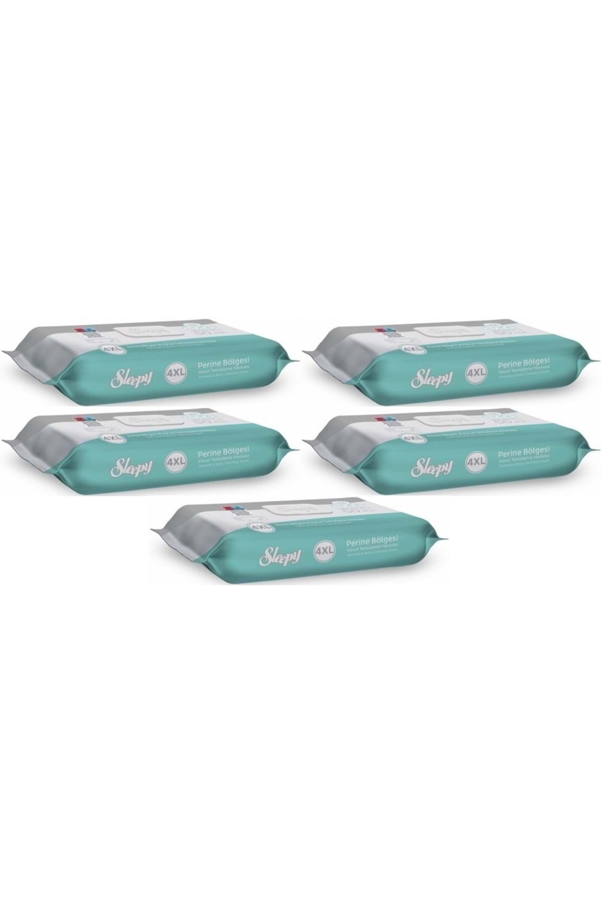 Sleepy Perine Bölgesi ve Vücut Temizleme Islak Mendil Havlu 50 Yaprak (Ebat 4XL) (5 Li Set)