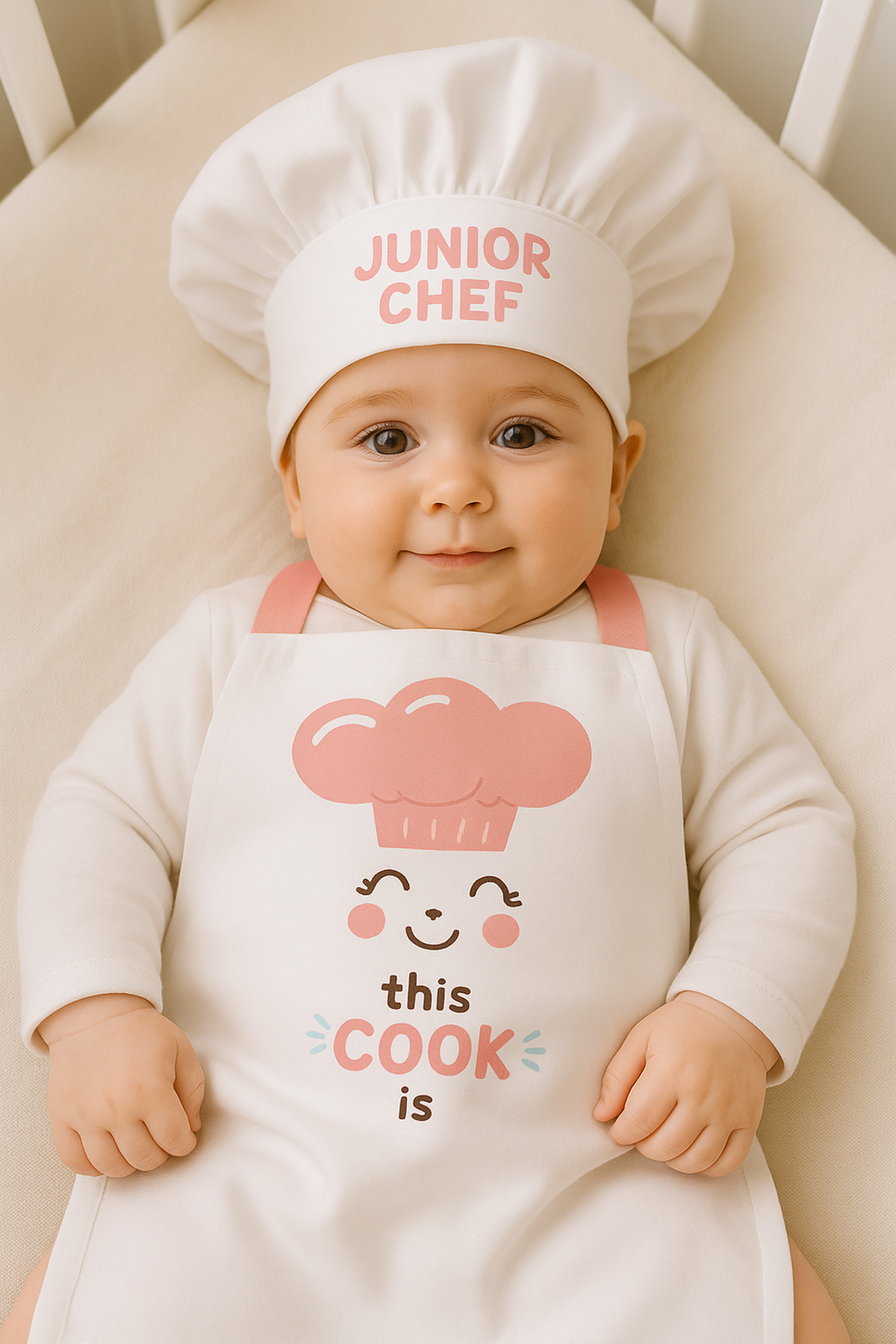 AYSHOME Ays Home Leke Tutmaz Kız Bebek (1 Yaşa kadar ) Mutfak Önlüğü Ve Şapka fotoğrafı 2 (önizleme)