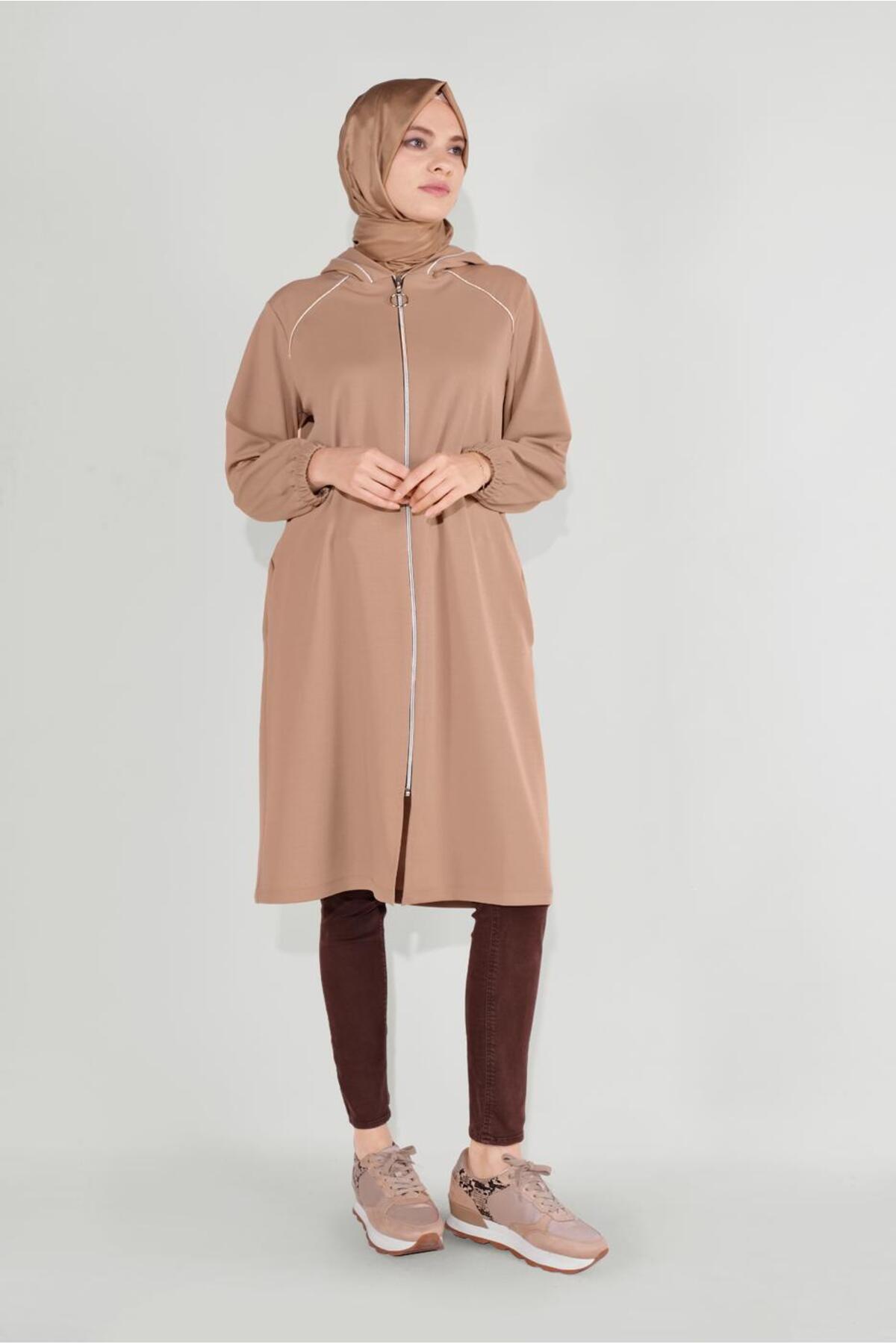 کاپشن ورزشی زنانه قهوه‌ای T 6036 Nss TRENDTESETTÜR