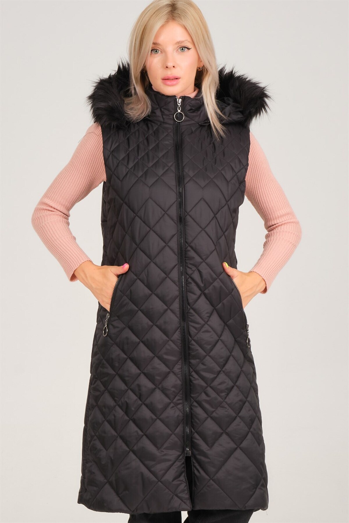 دوبری جلیقه Z6718 - مشکی روشن