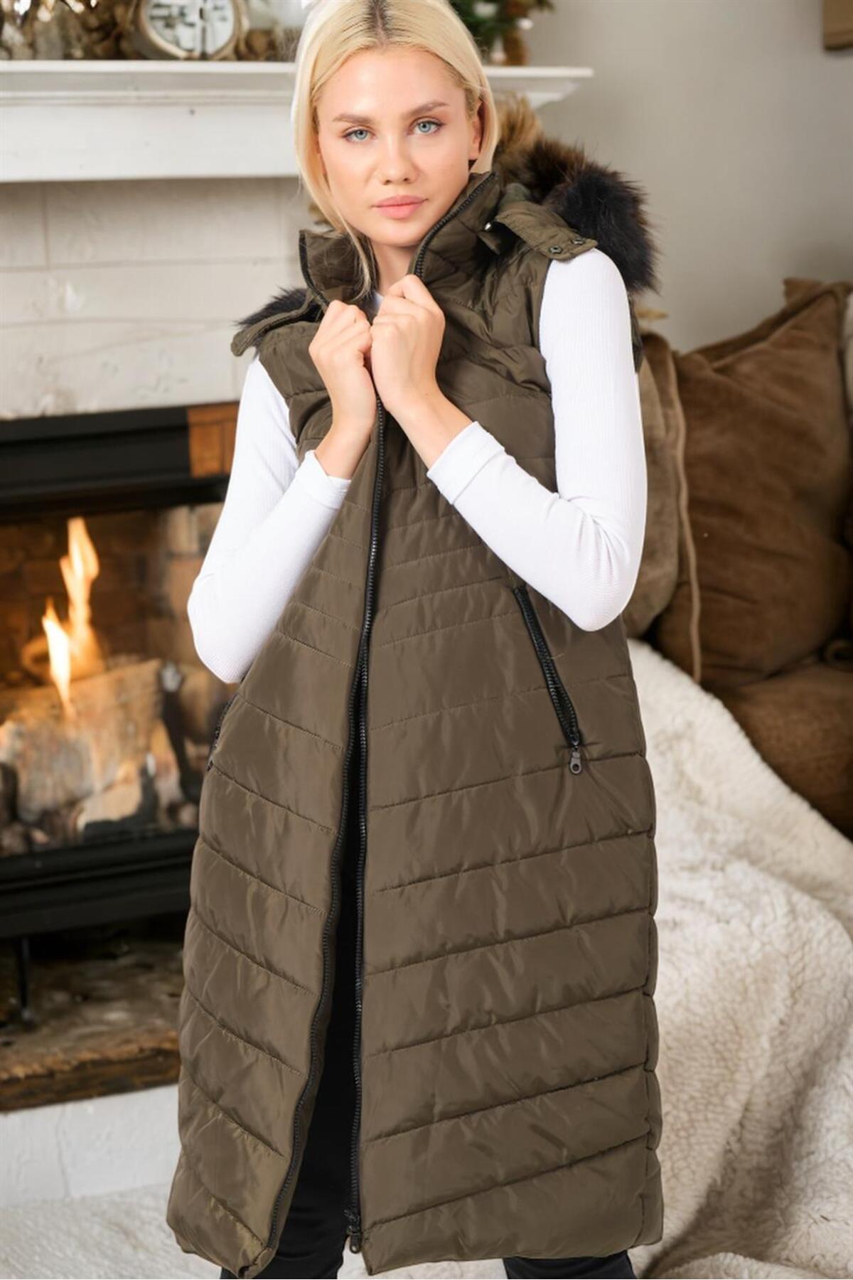 دوبری جلیقه Z6752 - خاکی ساده