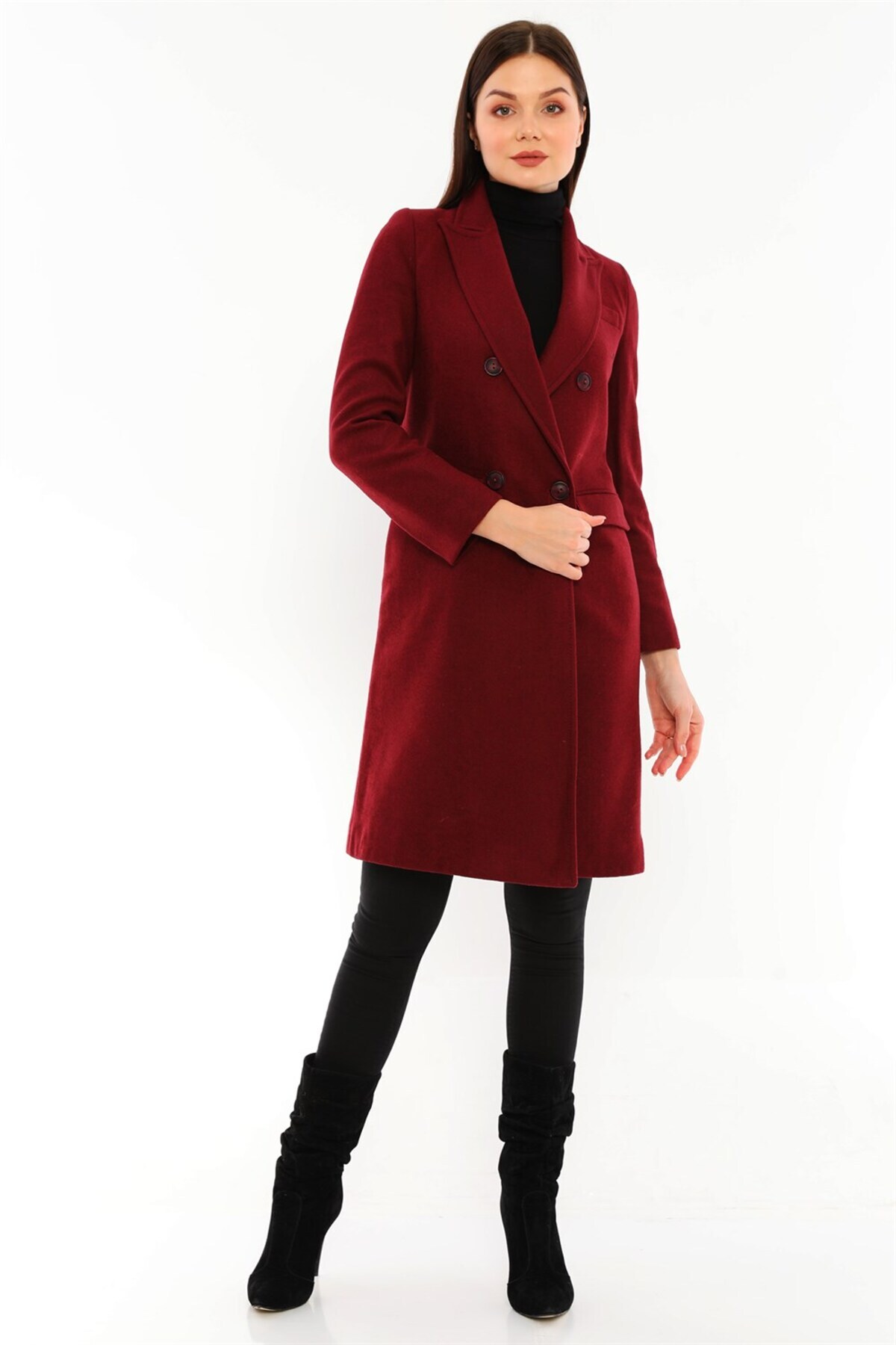 Dewberry Z6672 Palto-bordo görsel 7