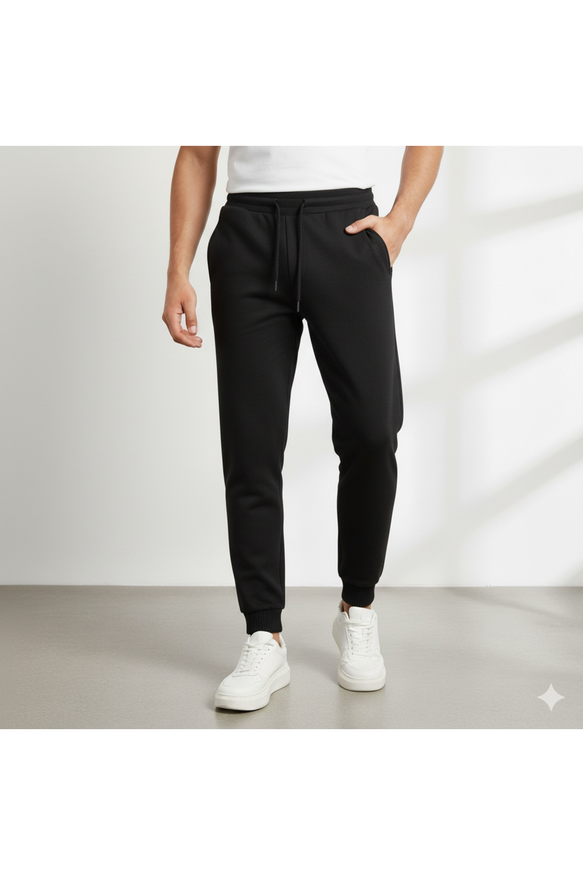 Siyah Paçası Lastikli Eşofman Altı