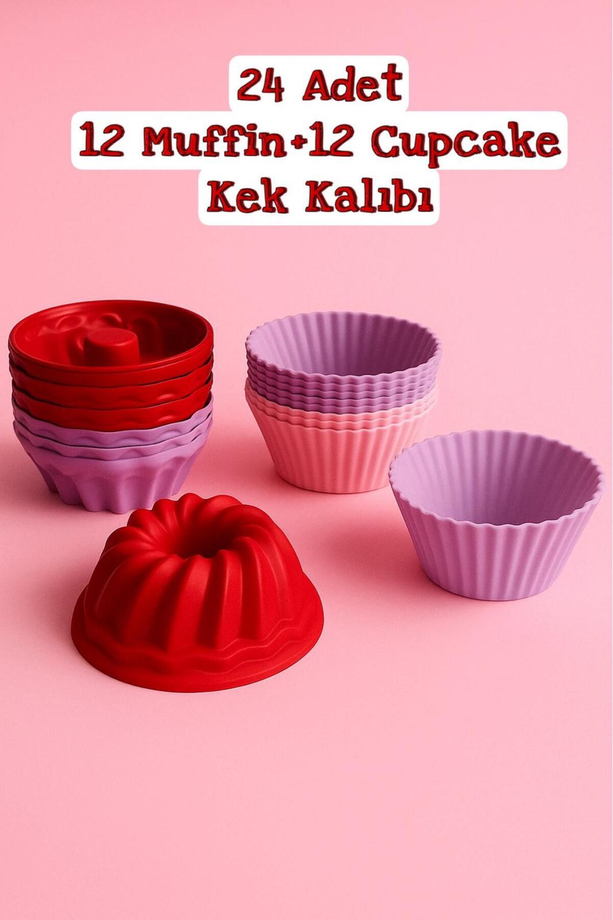 silcap silicone 2 Model Karışık Desenli 24'lü Kek Kalıbı Seti