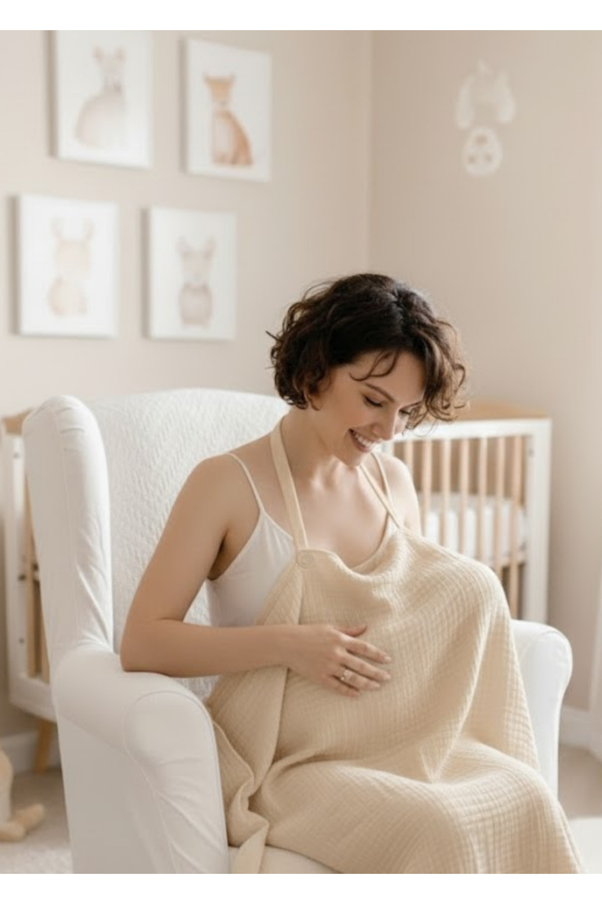 Joyous Mom Kids 4 Katlı Müslin Bebek Emzirme Örtüsü Önlüğü Iç Göstermez Bebek Emzirme Önlüğü Anne Emzirme Örtüsü fotoğrafı 4 (önizleme)