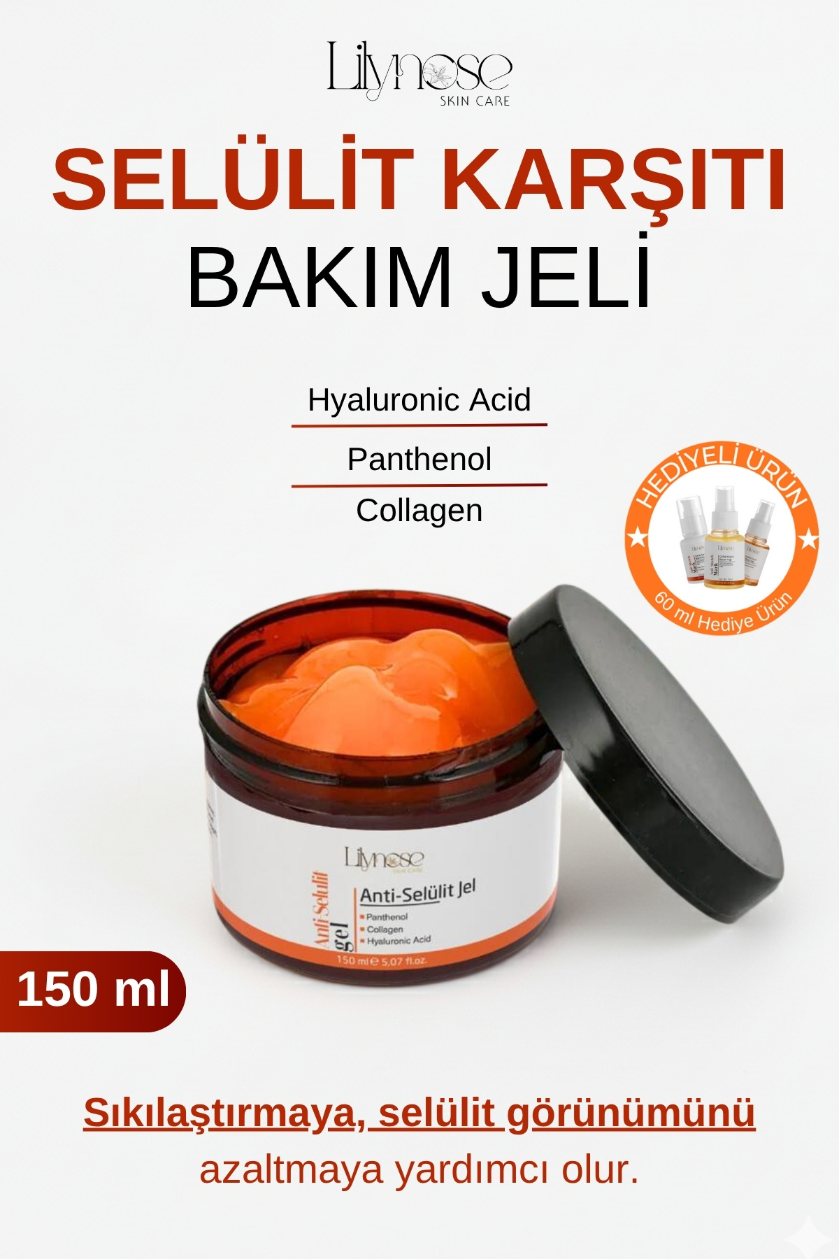 lilynose Sıkılaştırıcı, Toparlayıcı, Selülit Ve Çatlak Karşıtı, Sıkılaştırıcı Anti Selülit Jel 150 ml