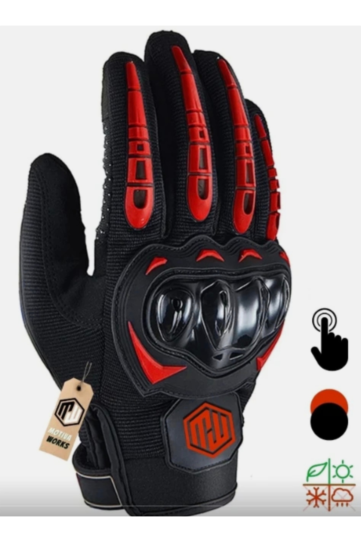 AKGÜNEŞ MOTOGARAJ Unisex Tam Motosiklet Eldiveni Dokunmatik