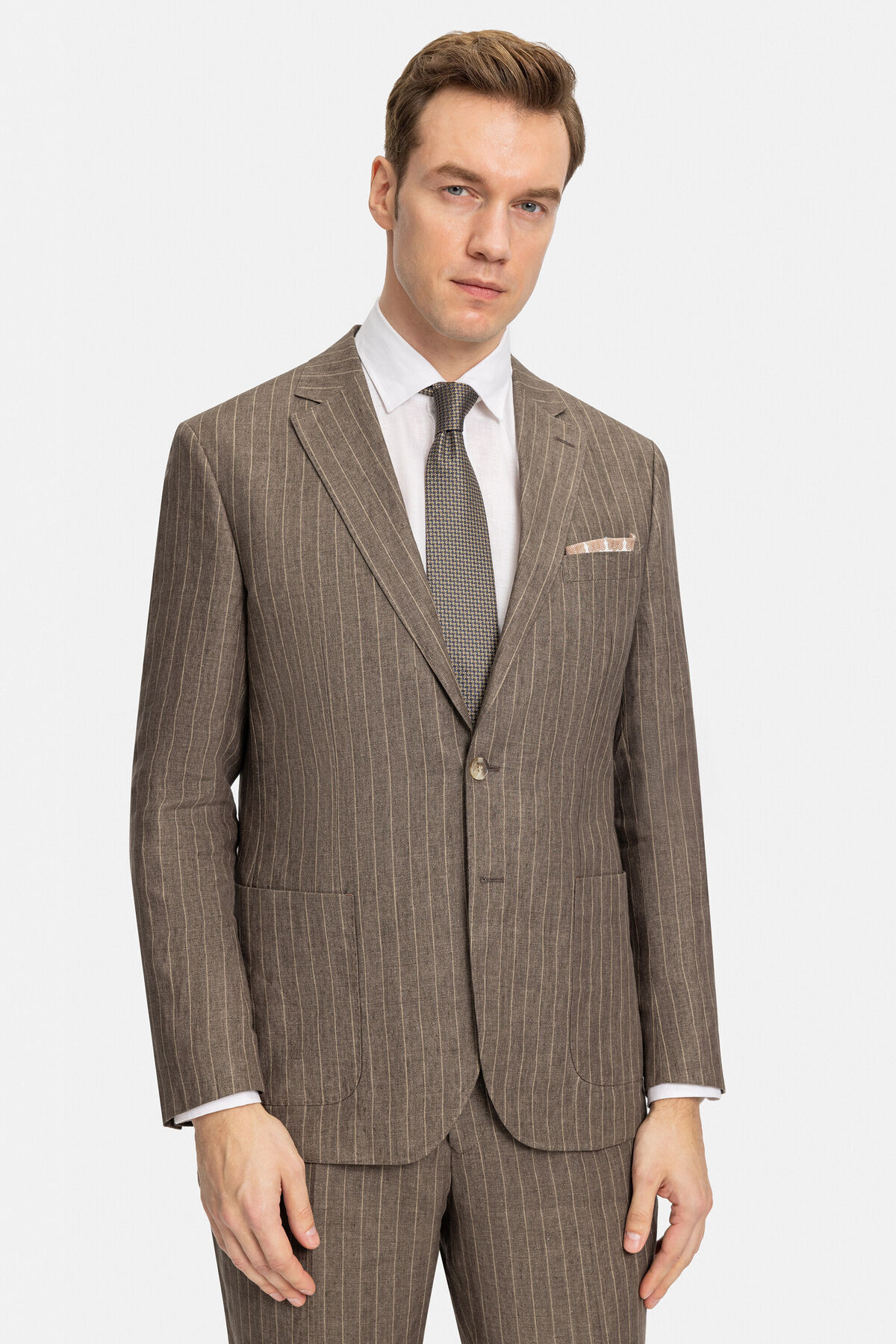 W Collection  KAHVE DÜĞMELİ TAKIM ELBİSE - Görsel 4