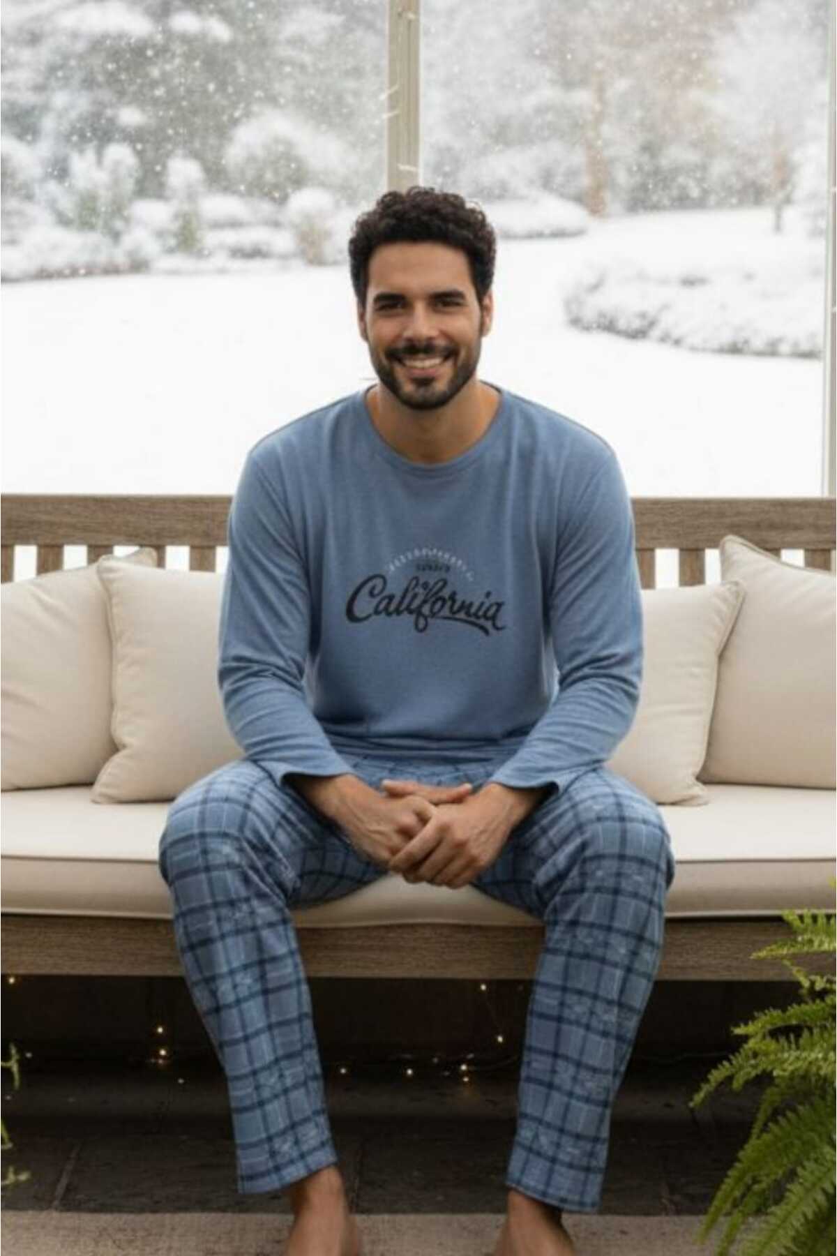 Sude HOMEWEAR  Erkek Uzun Kol Pijama Takımı - Görsel 5