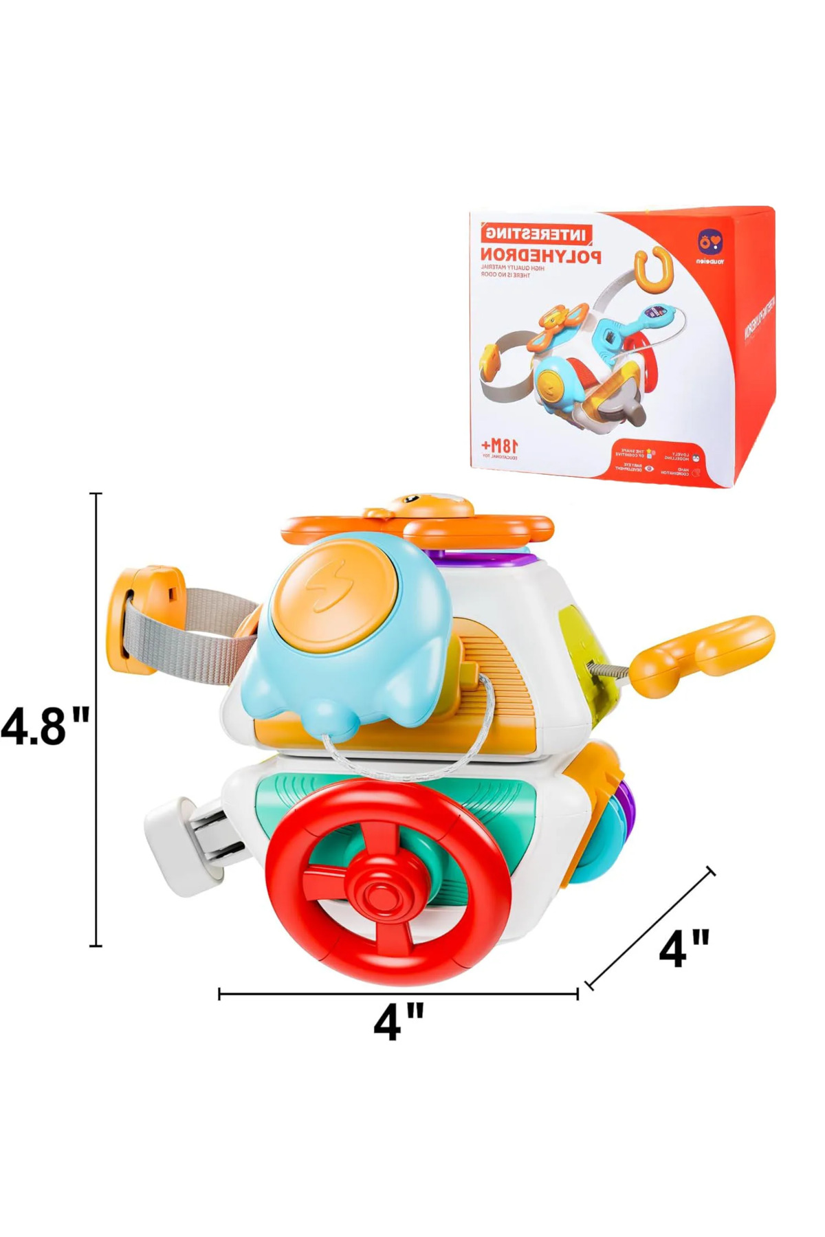 یک مکعب اسباببازی حسی مونتهسوری «بیبی بیزی بورد» برای خردسالان، فعالیتهای آموزشی و یادگیری، مناسب برای سفر.