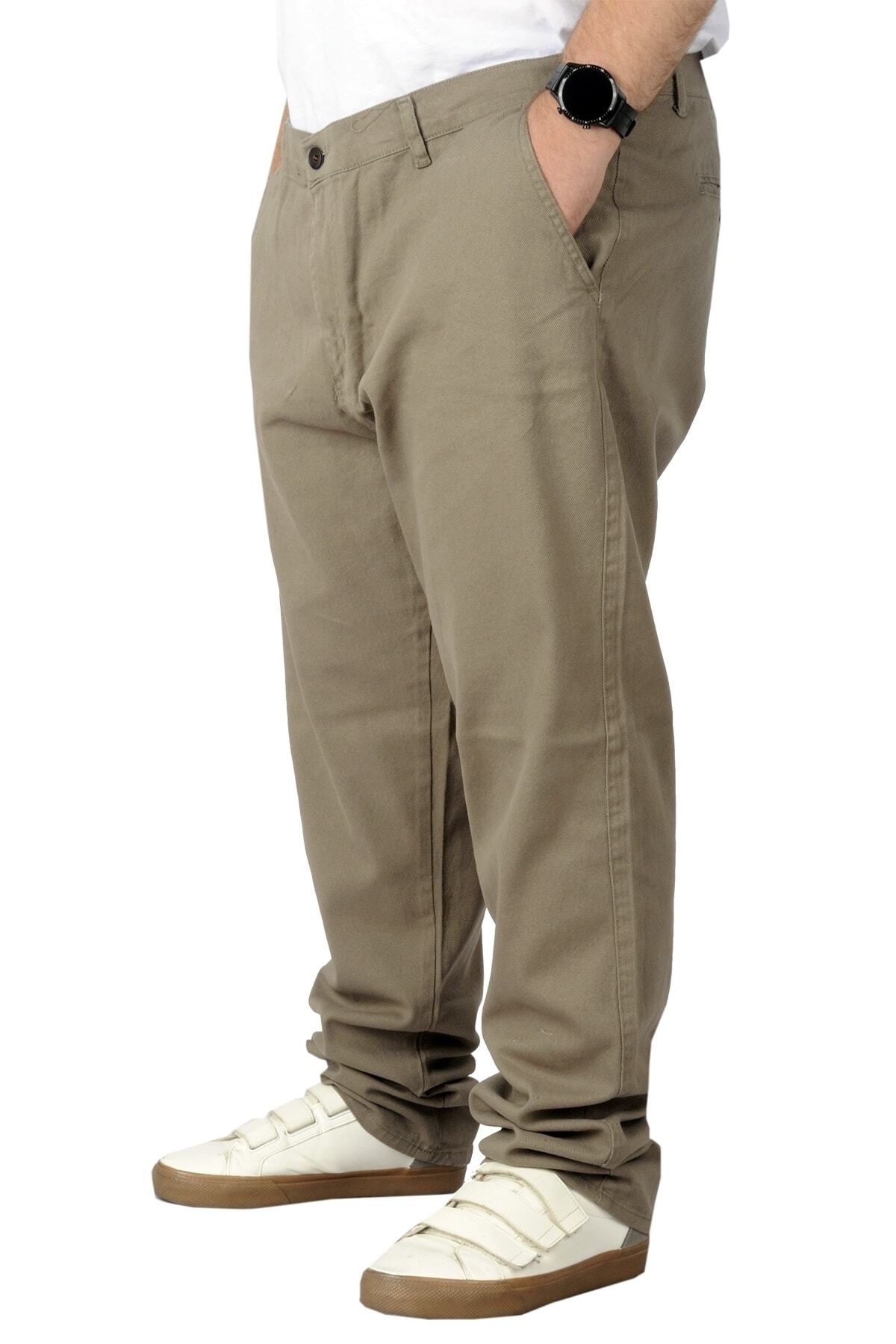 ModeXL Büyük Beden Erkek Gabardin Pantolon Doğa 22850 Bej görsel 2