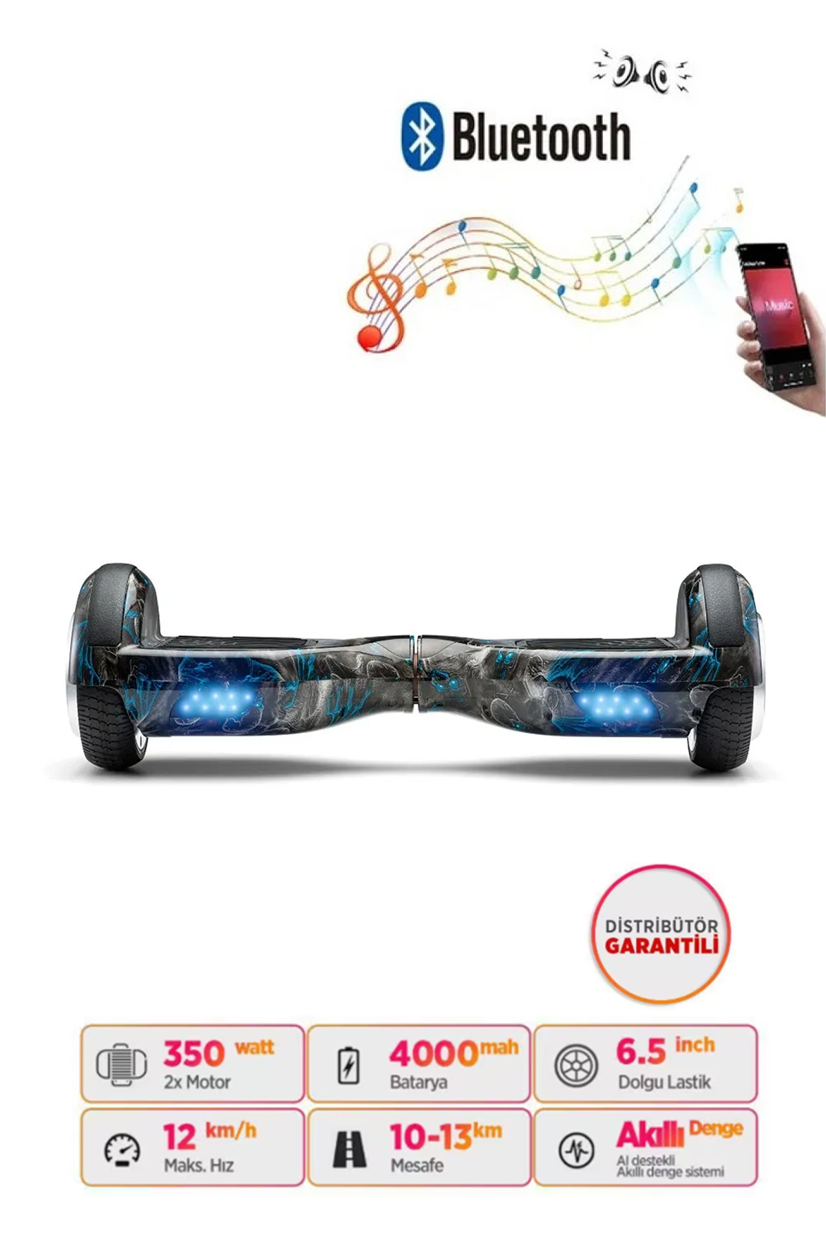 Electric Skateboard Hoverboard 6.5 Inch Graffiti with Bluetooth Speaker D18