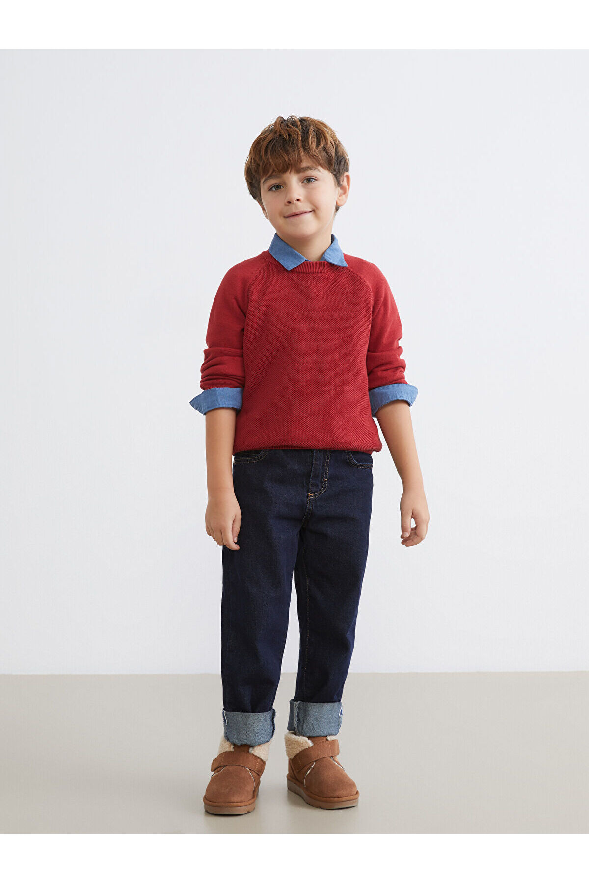 LC Waikiki Elsiva Collection Bordo Erkek Çocuk Basic Triko Kazak fotoğrafı 4 (önizleme)