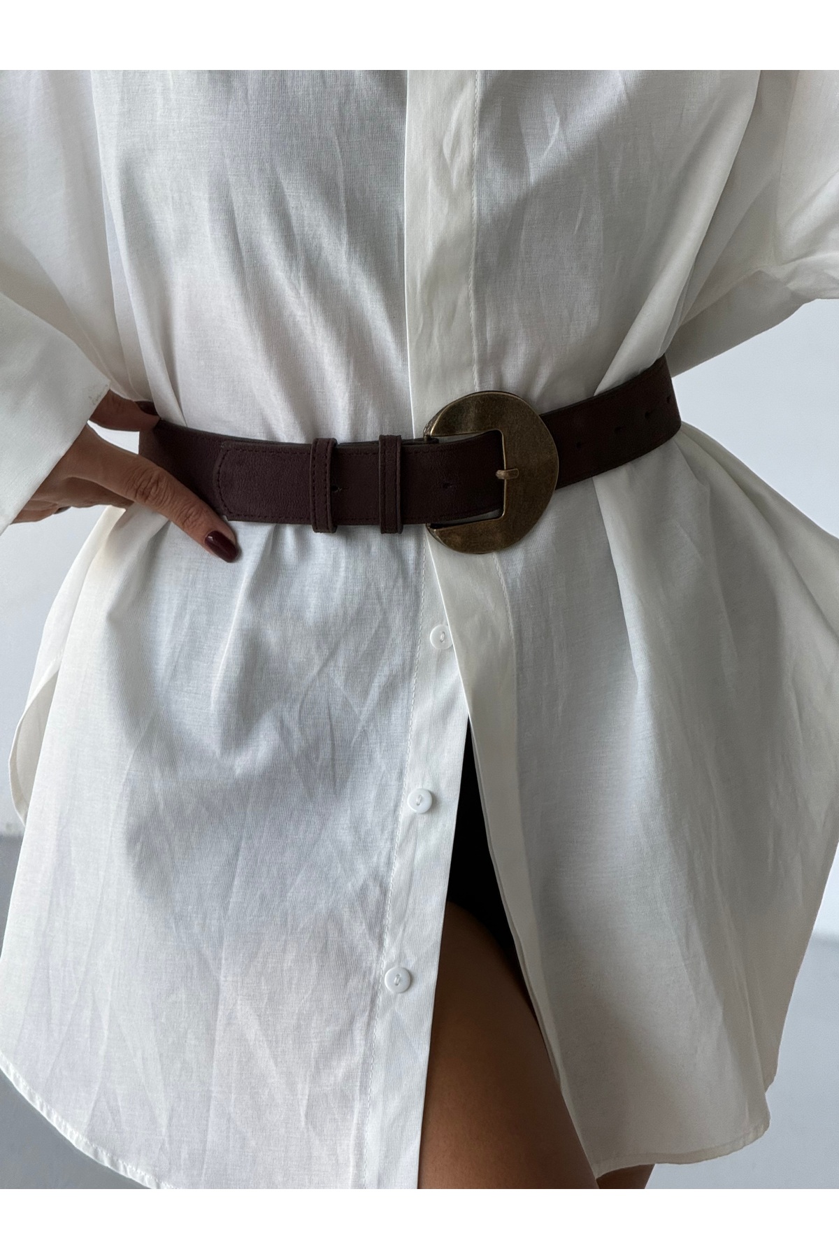 Fiori  Süet Oval Tokalı Kadın Pantolon Kemeri, Ceket Kemeri, Elbise Kemeri, Gömlek Kemeri - Görsel 9