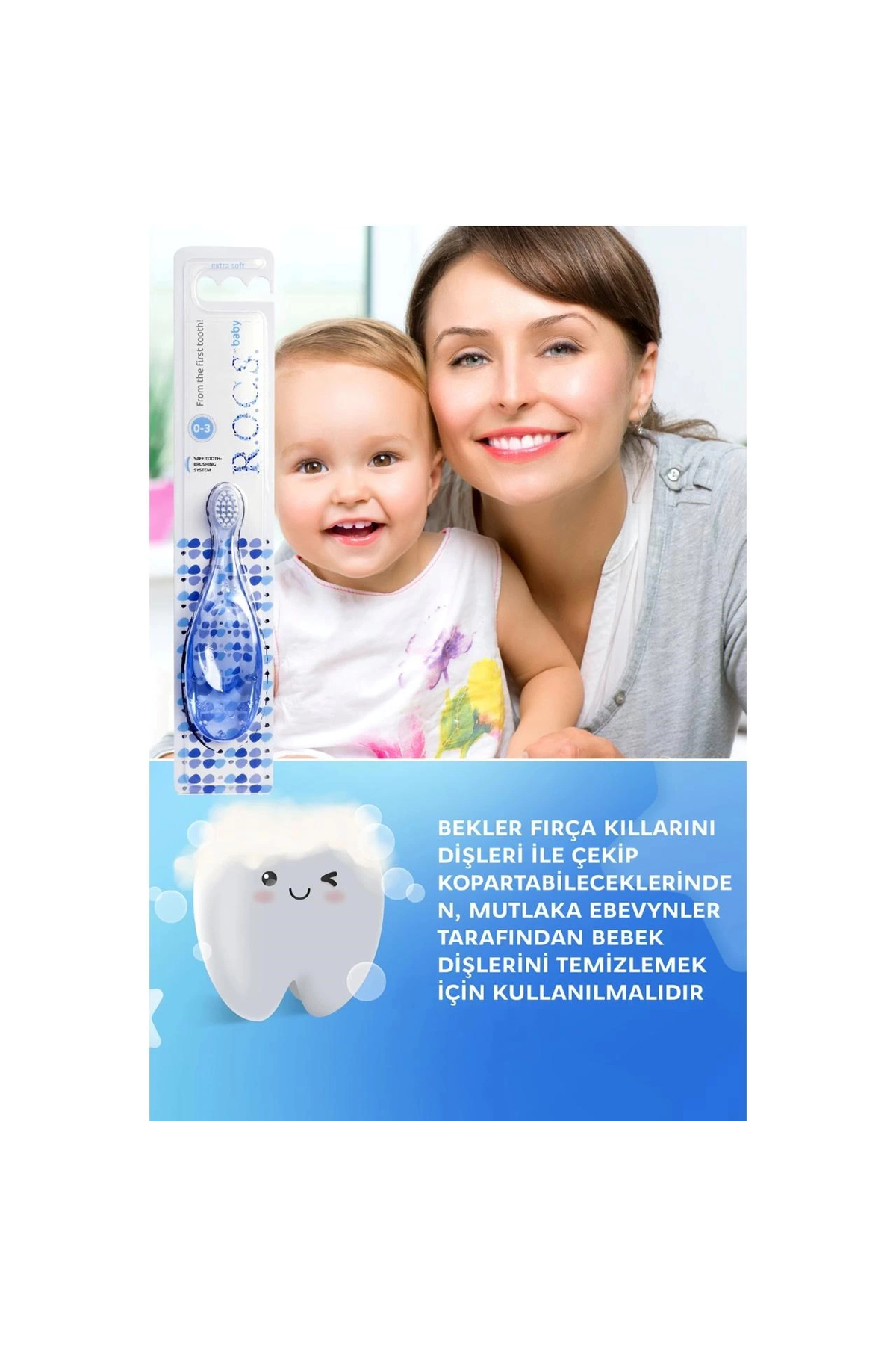 R.O.C.S. Rocs Baby 0-3 Yaş Bebek Diş Fırçası - Mavi fotoğrafı 3 (önizleme)