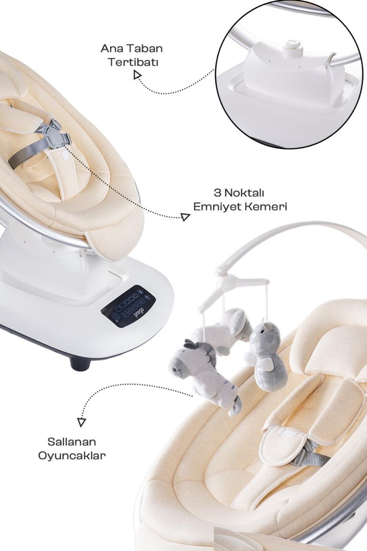 Prego Montes Uzaktan Kumandalı, Müzikli ve Otomatik Sallanan Elektrikli Ana Kucağı & Ev Tipi Beşik fotoğrafı 3 (önizleme)