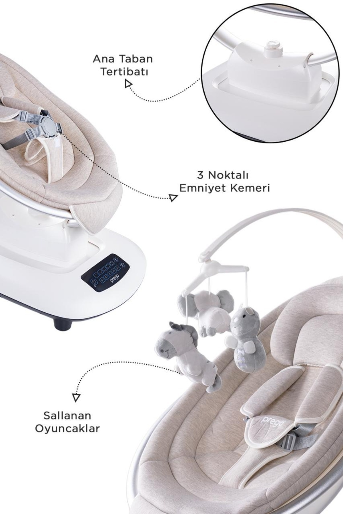 Prego Montes Uzaktan Kumandalı, Müzikli ve Otomatik Sallanan Elektrikli Ana Kucağı & Ev Tipi Beşik fotoğrafı 2 (önizleme)