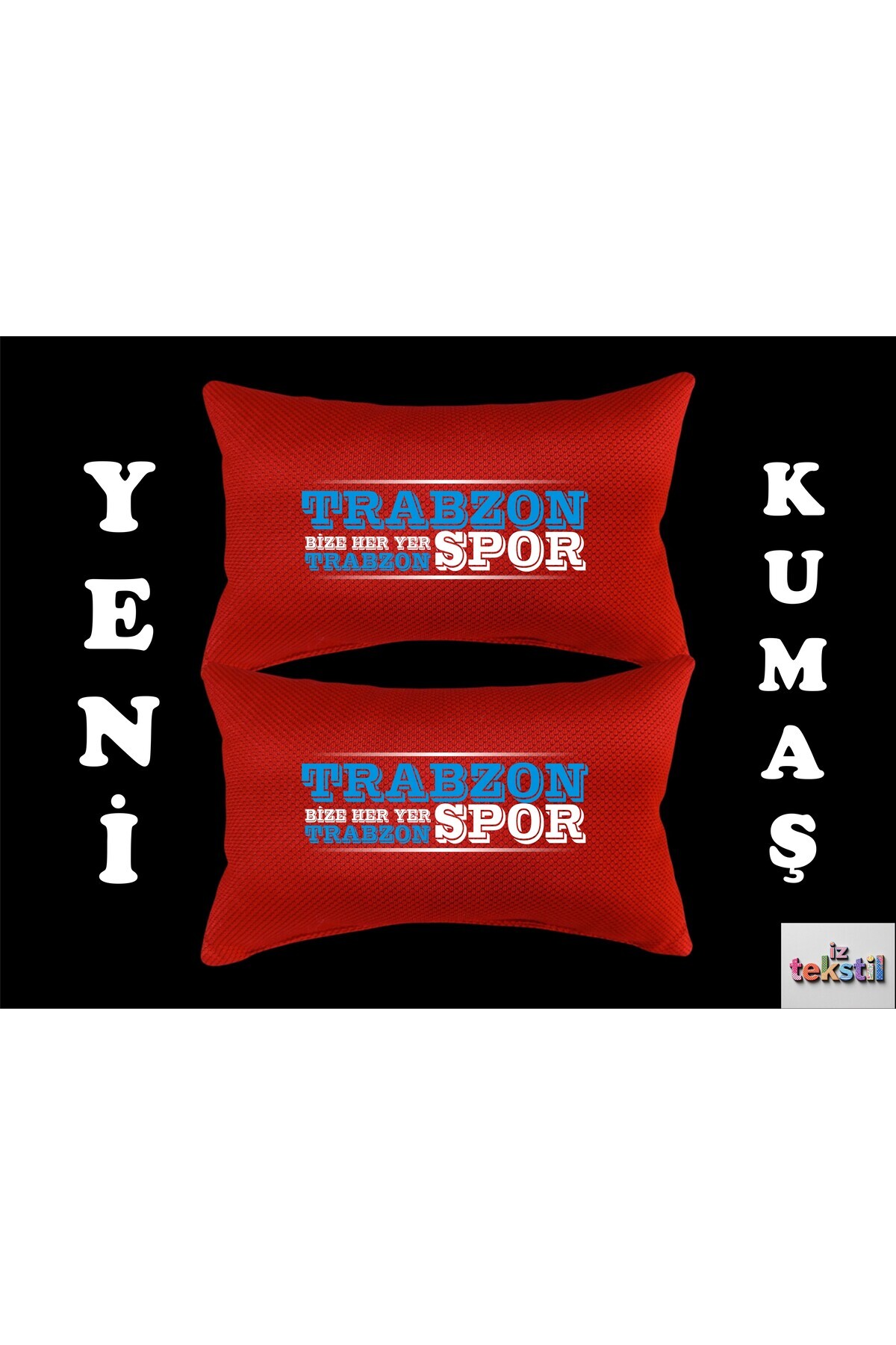 İZ WORTH WEARİNG Trabzonspor Yazılı Araç Boyun Yastığı Ortopedik Yastık 16x27cm Baskılı 2 Adet Bordo Kumaş