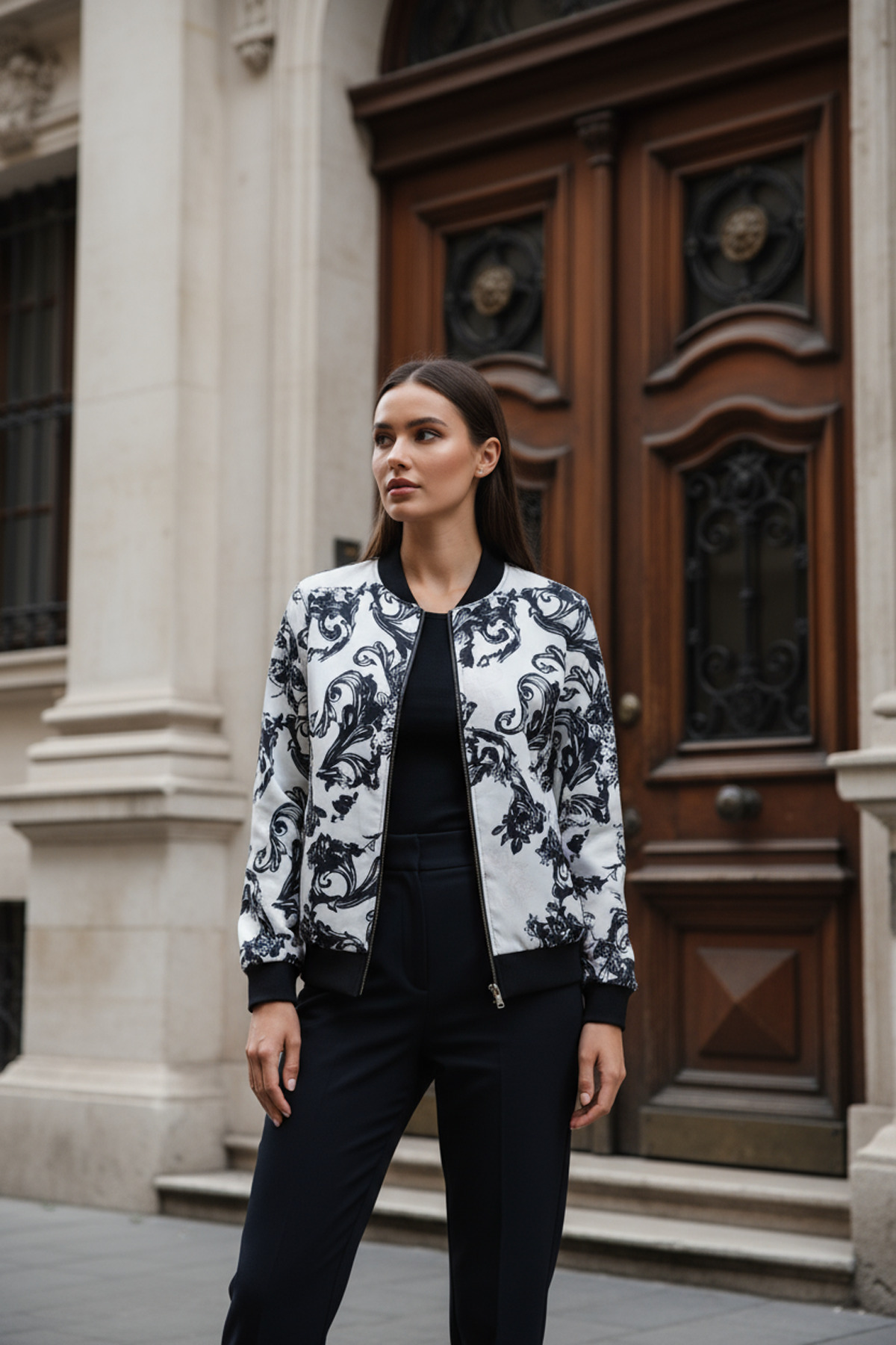 Etos Ženski kardigan Elite sa stilskim printom, Sa deznom patentna zatvarača ...