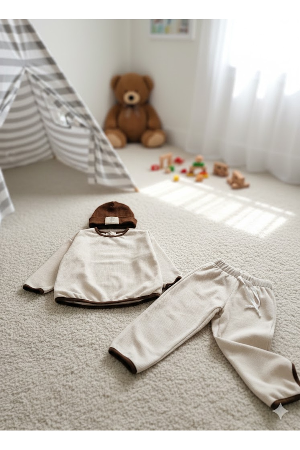Kuğu Baby Unisex Waffle Bereli Üçlü Takım fotoğrafı 5 (önizleme)