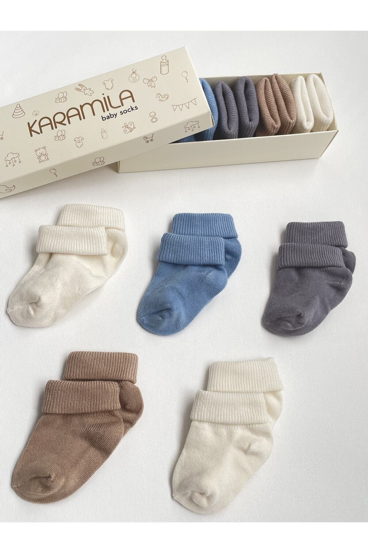 KARAMİLA 5'li Erkek Set Bebek Bambu Çorap - Baby Bamboo Socks - Yenidoğan Çorap fotoğrafı 4 (önizleme)