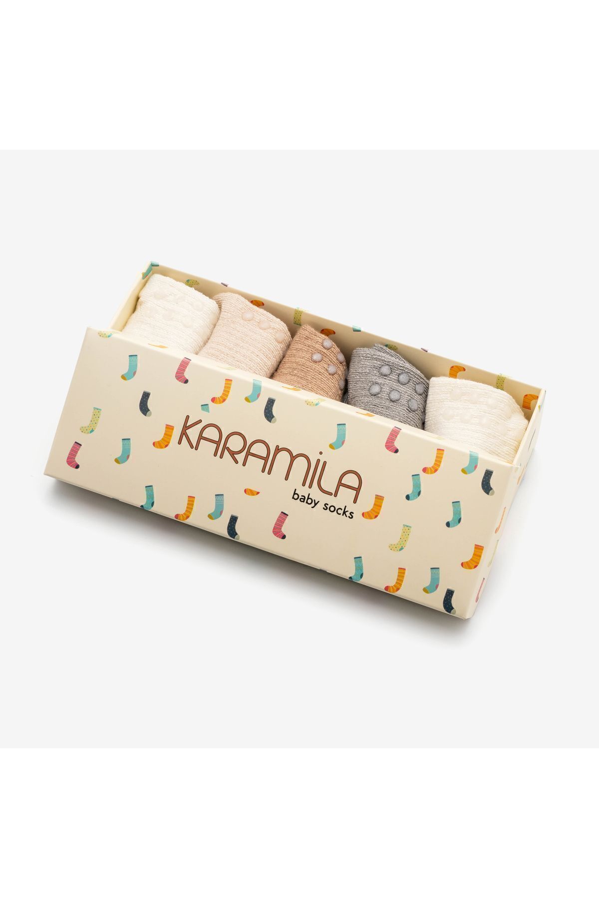 KARAMİLA 5'li Set Bebek Çorap Doğal Bambu Patik ( 6 Ay'dan Sonraki Bedenler Silikon Tabanlıdır. ) fotoğrafı 6 (önizleme)