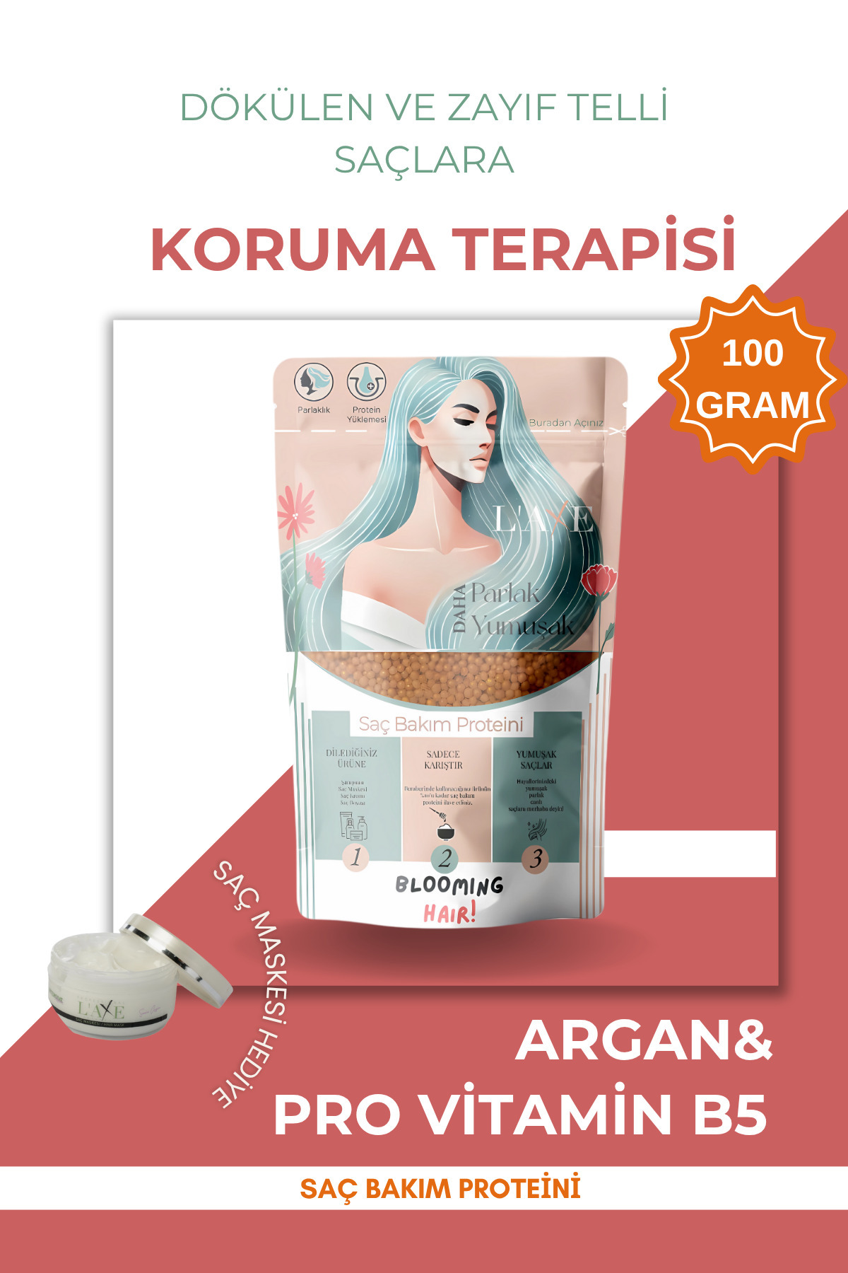 Professional Laxe İstanbul Dökülen – Zayıf Telli Saçlara Koruma Terapisi | Saç Bakım Proteini | 100 Gram