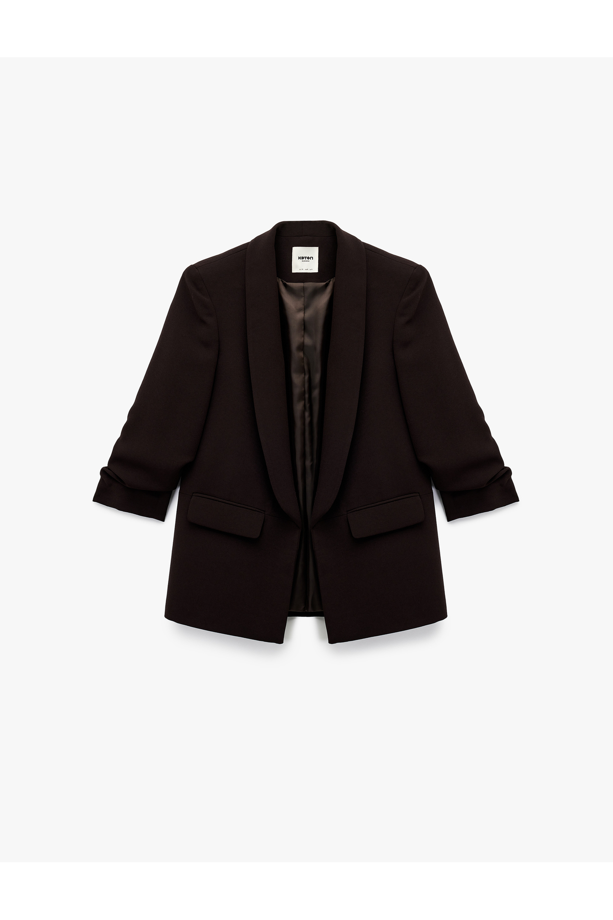 Koton  3/4 Kollu Düğmeli Cep Detaylı Kruvaze Yaka Blazer Ceket - Görsel 4