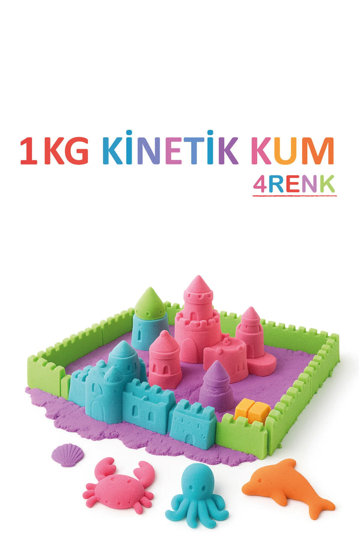 HEROES KİNETİK KUM 4 RENK 1 KG. - EĞİTİCİ KİNETİK KUM OYUNU - OYUN KALIPLARI HEDİYE
