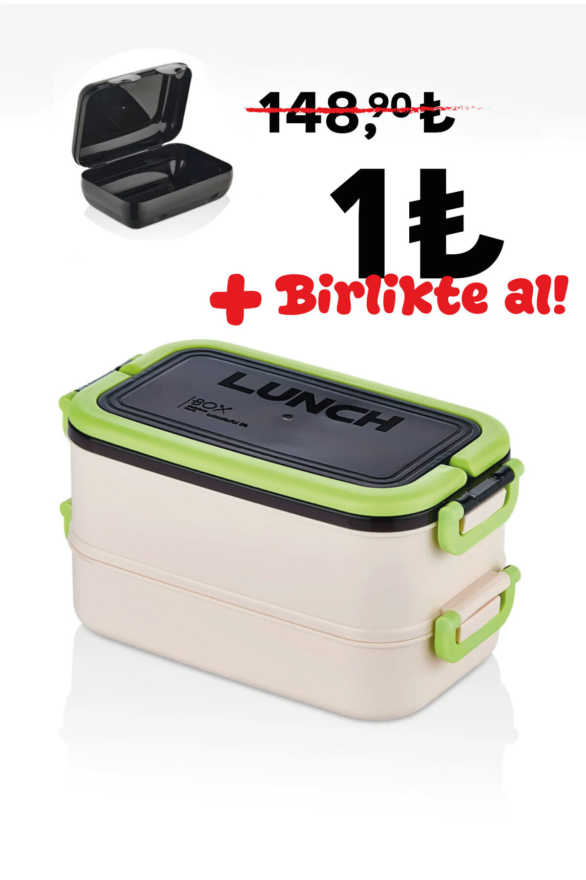 M&L LUNCH BOX 2 Katlı Taşınabilir Yemek Kabı Lunch Box Diyet Beslenme Kutusu Saklama Kabı Çatal Kaşıklı Sefer Tası