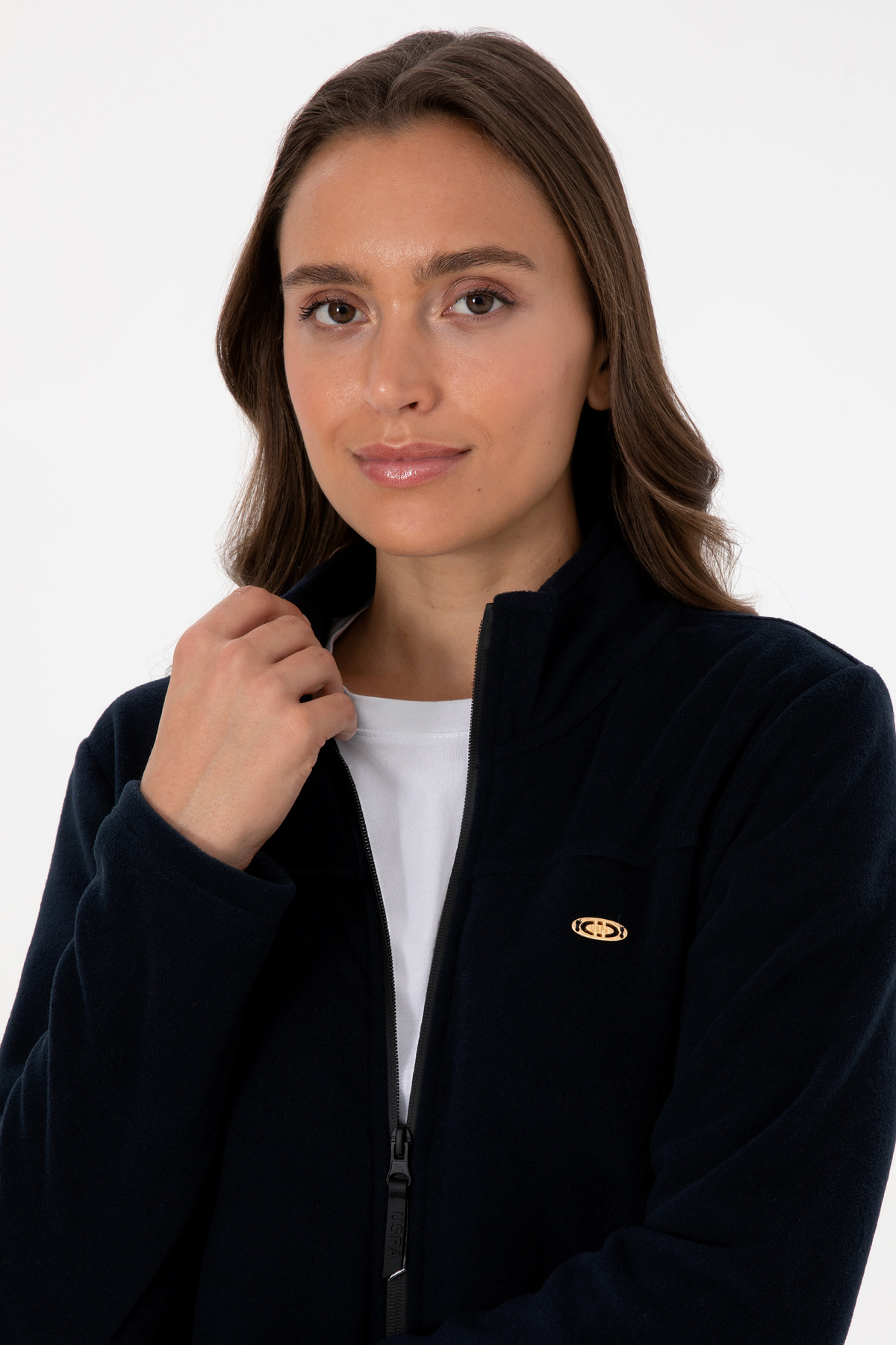 U.S. Polo Assn.  Kadın Lacivert Fermuarlı Dik Yaka Polar Sweatshirt 50316729-VR059 - Görsel 2