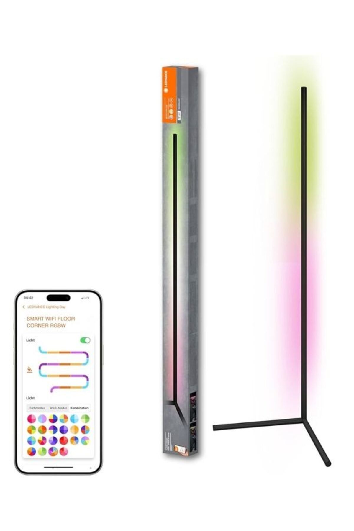 Ledvance Smart Wifi Floor Corner 14W Rgb+TW Siyah 140cm Kumandalı Lambader
