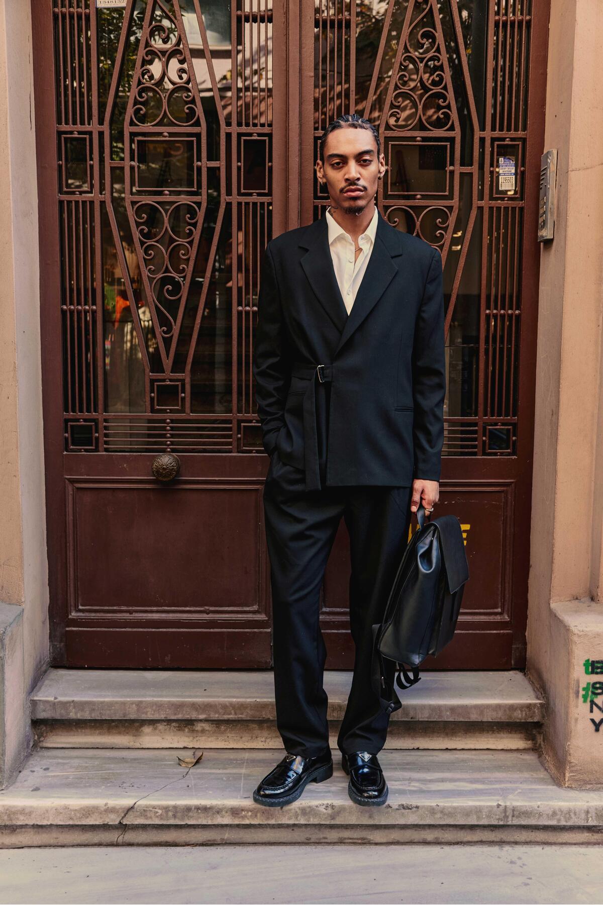 ablukaonline  Erkek Kemerli Oversize Takım Elbise Siyah