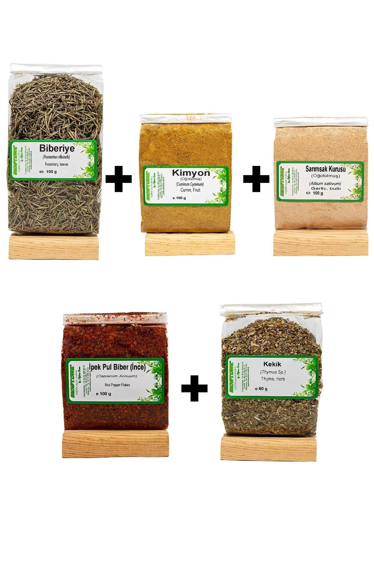 Biostore Köfte Baharat Seti (Kimyon 100 G+Kekik 60 G+Biberiye 100 G+İnce İpek Pul Biber 100 G+Sarımsak 100 G)