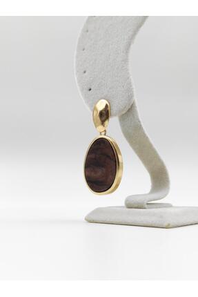 Nsl Jewels KAHVE TAŞ TAŞARIM SİMLİ MİNELİ KÜPE