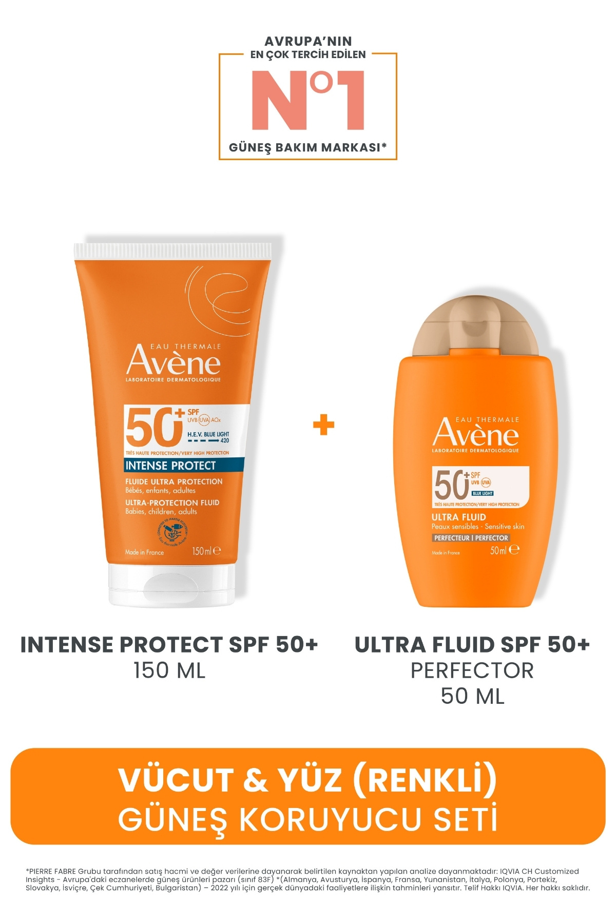 Avene Vücut & Yüz (Renkli) Güneş Koruyucu Seti ( Intense Protect 150 ML + Ultra Fluid Perfector 50 ML)