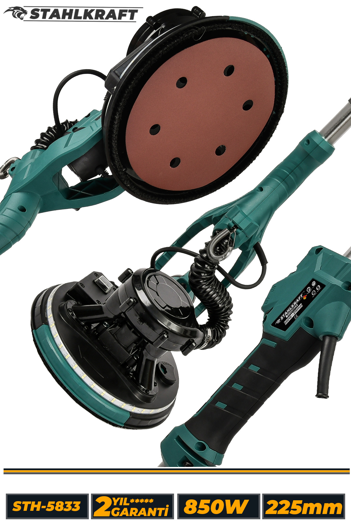 emi様 STAHLKRAFT 850w Alçıpan Duvar Zımpara Makinası 360° Ledli Toz