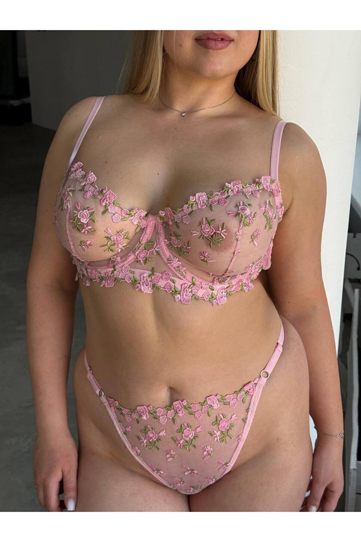 Genel Markalar  Büyük Beden C Kap Pembe İç Çamaşır Takımı - Lingerie