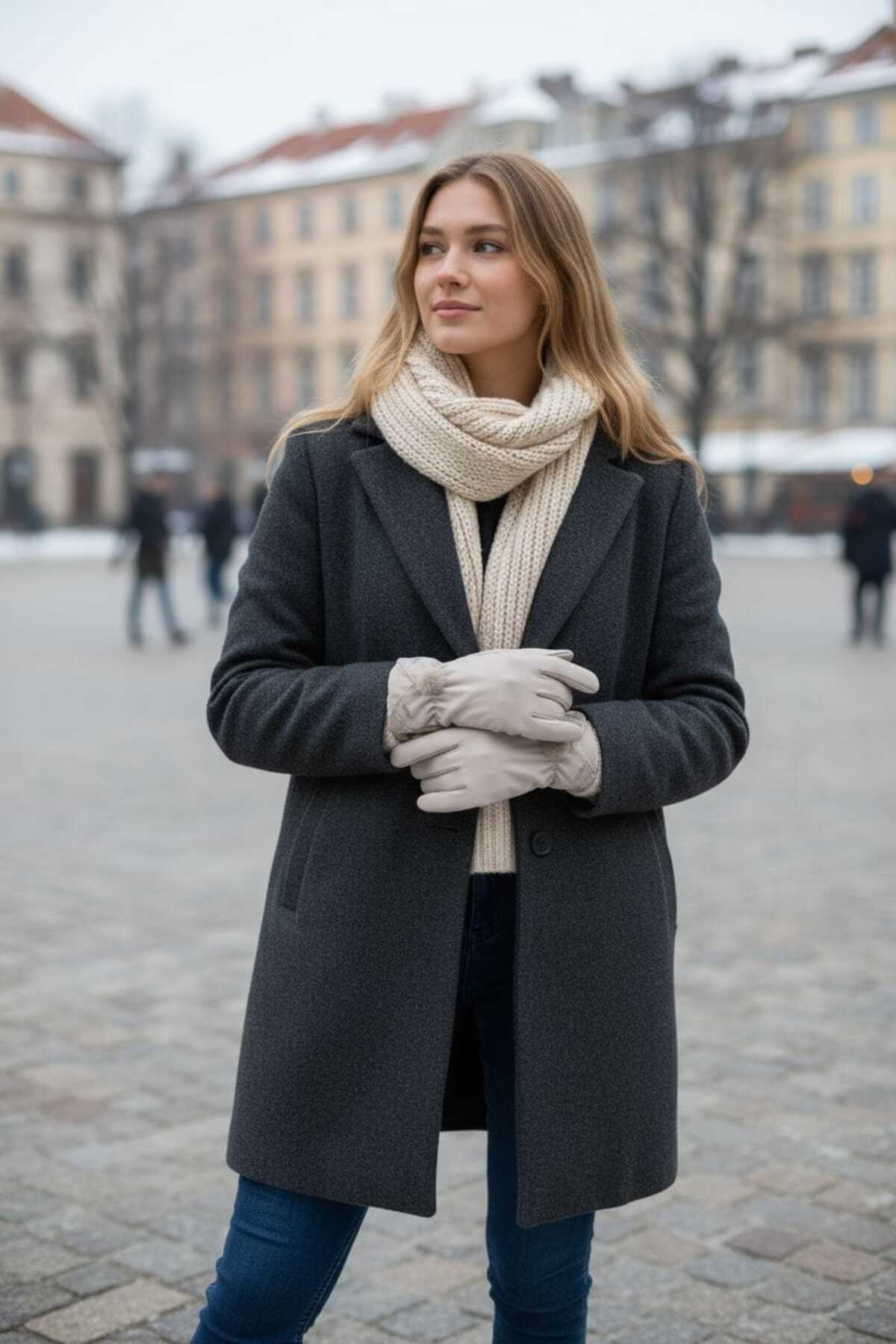 Paraşüt Kumaş Dokunmatik İçi Peluş Kadın Eldiven