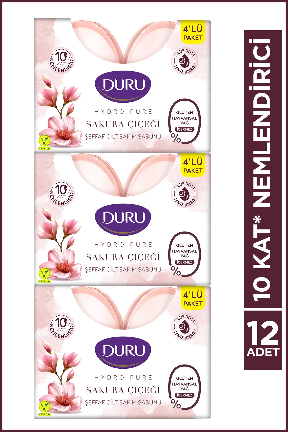 Duru Hydro Pure Sakura Çiçeği 12 Adet Şeffaf Cilt Bakım Sabunu 12x135 Gr - Fiyatı, Yorumları