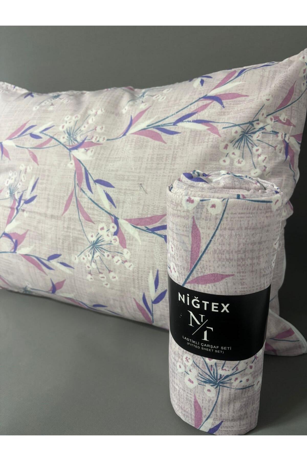 NURLATEX Desenli Çift Kişilik Lastikli Çarşaf Takımı (+2Yastık Kılıfı)