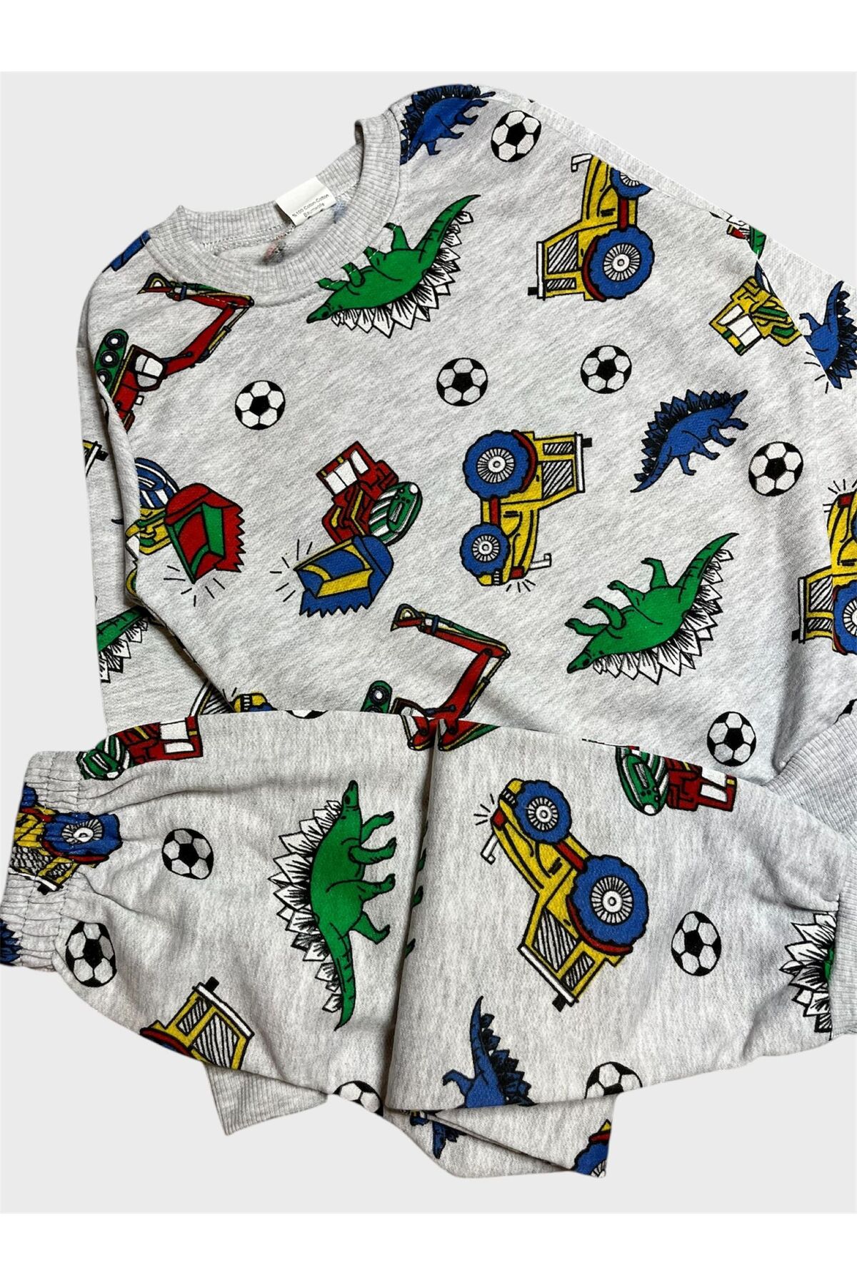ALİŞ KİDS Erkek Çocuk Pamuklu Şardonlu Gri İş makinesi Kepçe Desenli Uzun Kollu Kışlık Pijama Takımı fotoğrafı 4 (önizleme)