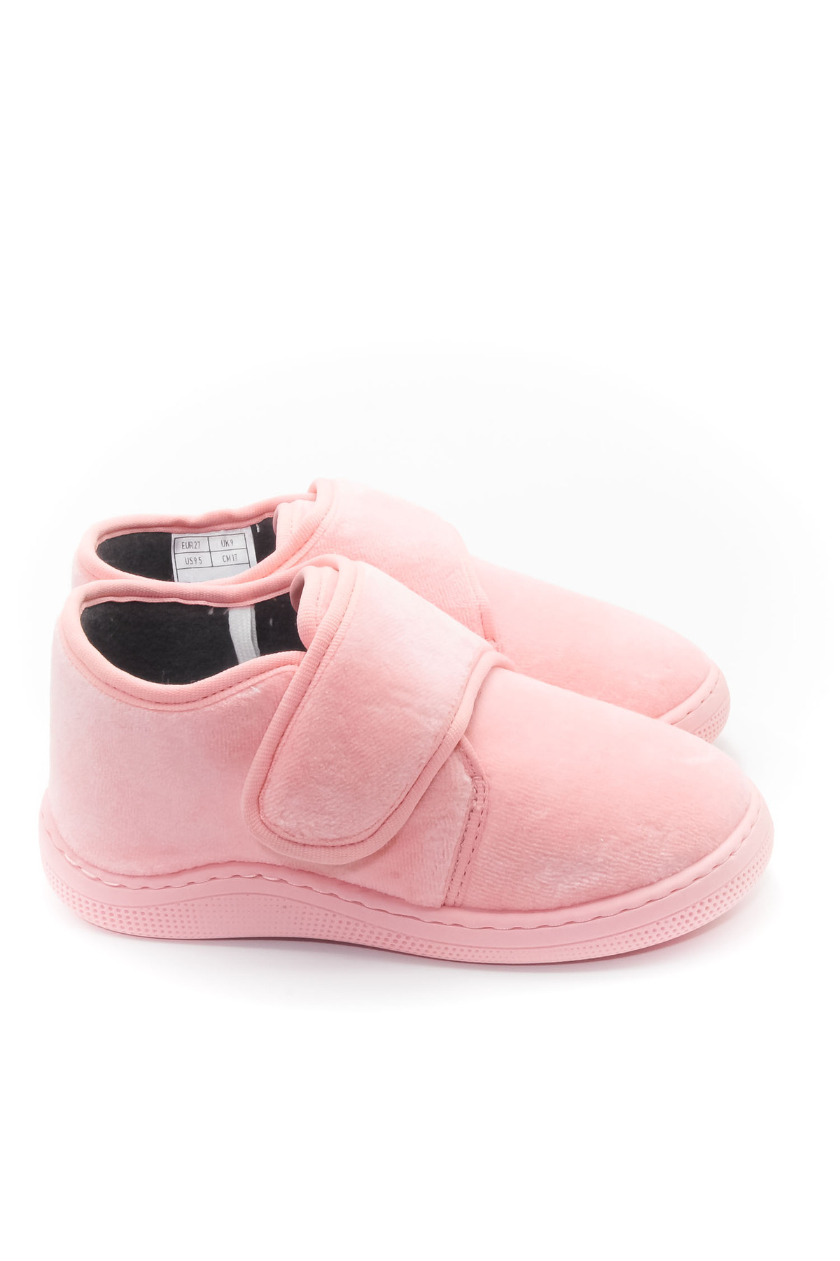 KU&PA SHOES Pas Pembe Kadife Kids Çocuk Unisex Panduf Ayakkabı Cırtlı Rahat Kaydırmaz Taban Ev Patiği KP-1001 fotoğrafı 2 (önizleme)