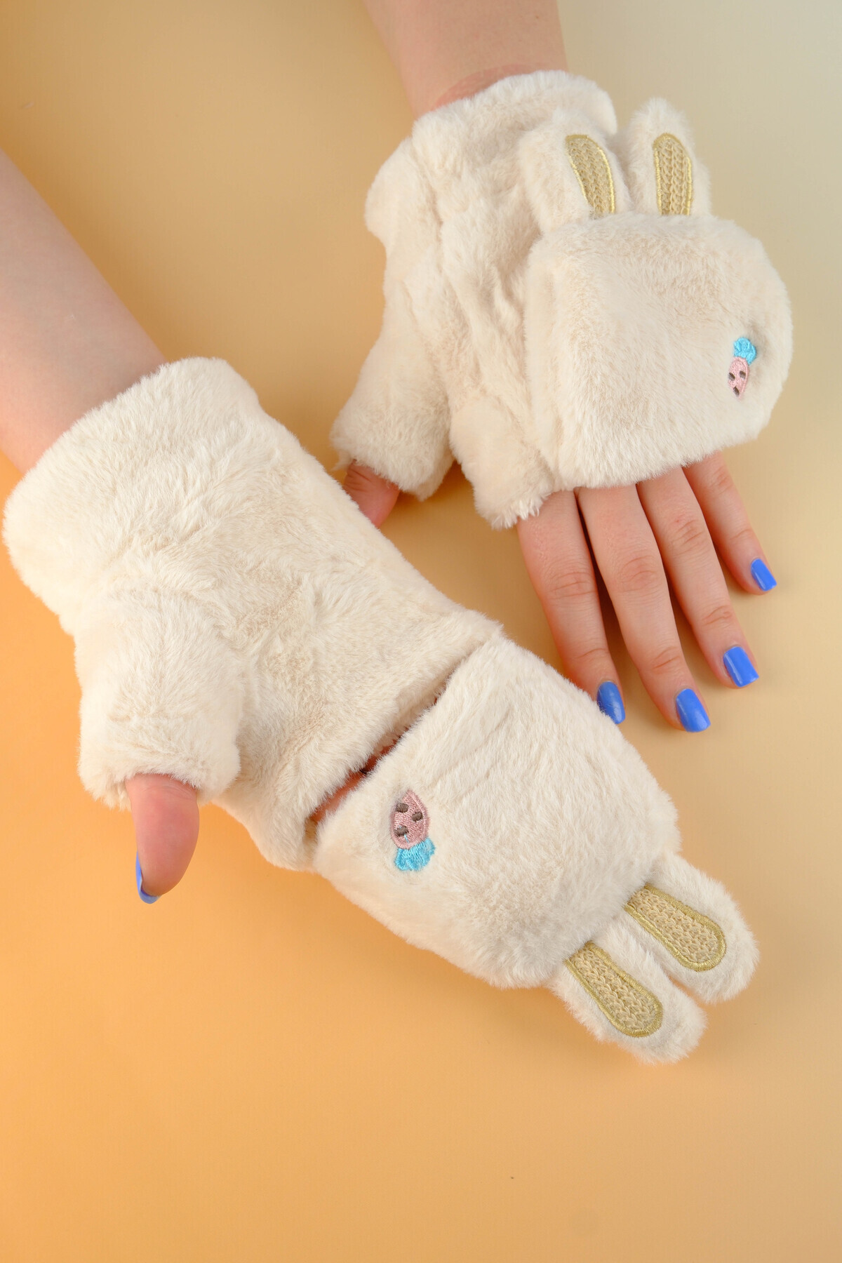 Jack Ferrero  Peluş Kürk Örgü Eldiven Peluş Parmaksız Eldiven Kış Yumuşak Sıcak Kalın Kız Erkek 7 yaş ve üzeri - Görsel 4