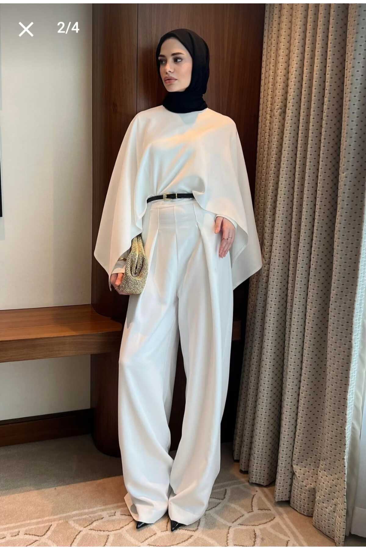 Modaulu  Pelerinli İkili Takım Premium Tesettür Tulum - Görsel 4