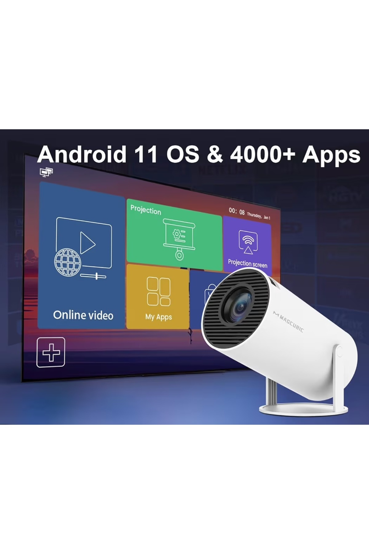 Paleon TAŞINABİLİR ANDROİD PROJEKSİYON EN GÜNCEL VERSİYON WİFİ DESTEKLİ AKILLI SİNEMA PROJEKTÖR ULTRA HD