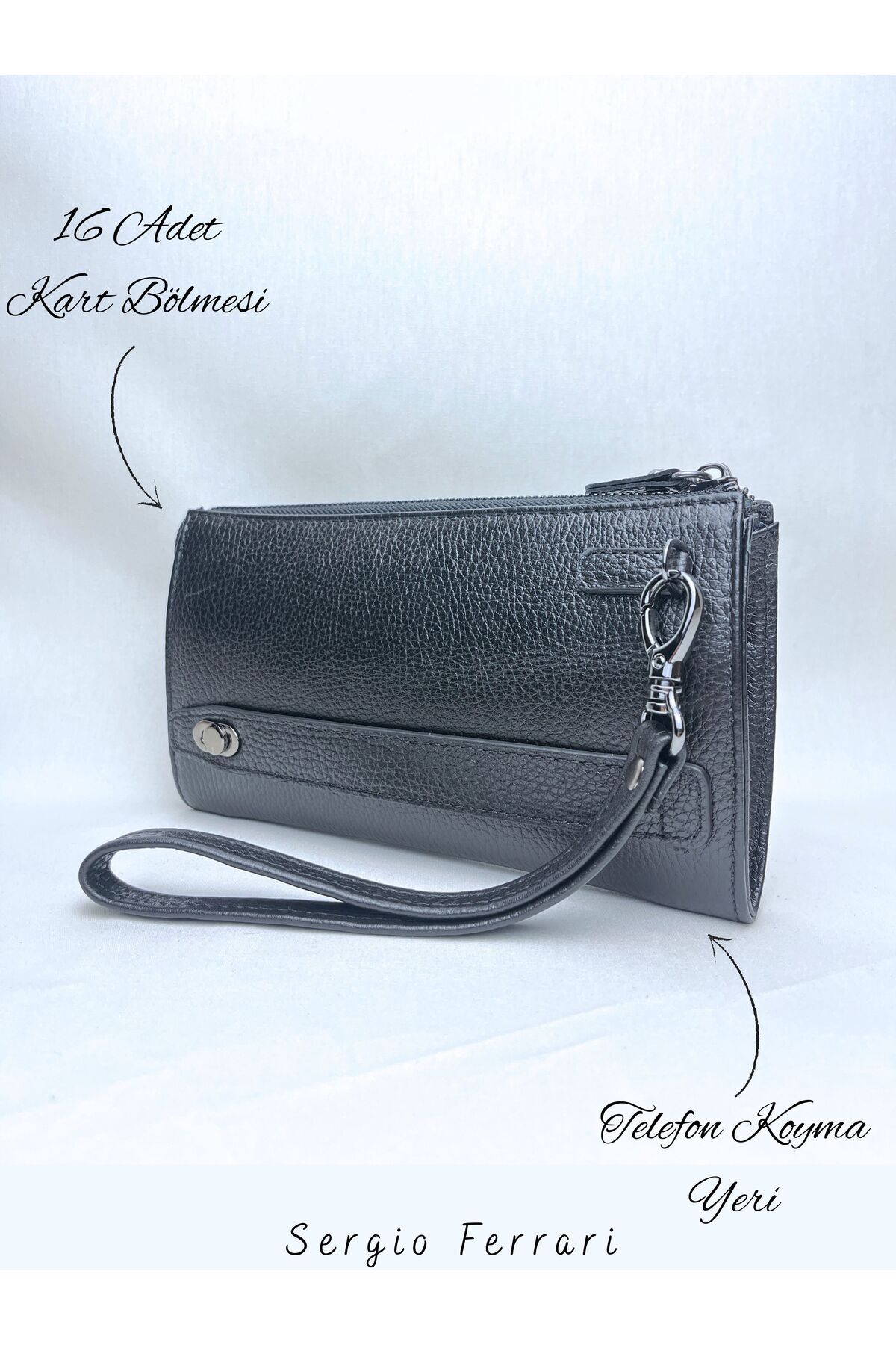 Sergio Ferrari Hakiki Deri Clucth Çanta | Çok Bölmeli Gerçek Deri Erkek El Çantası Cüzdan Clutch Çanta görsel 4