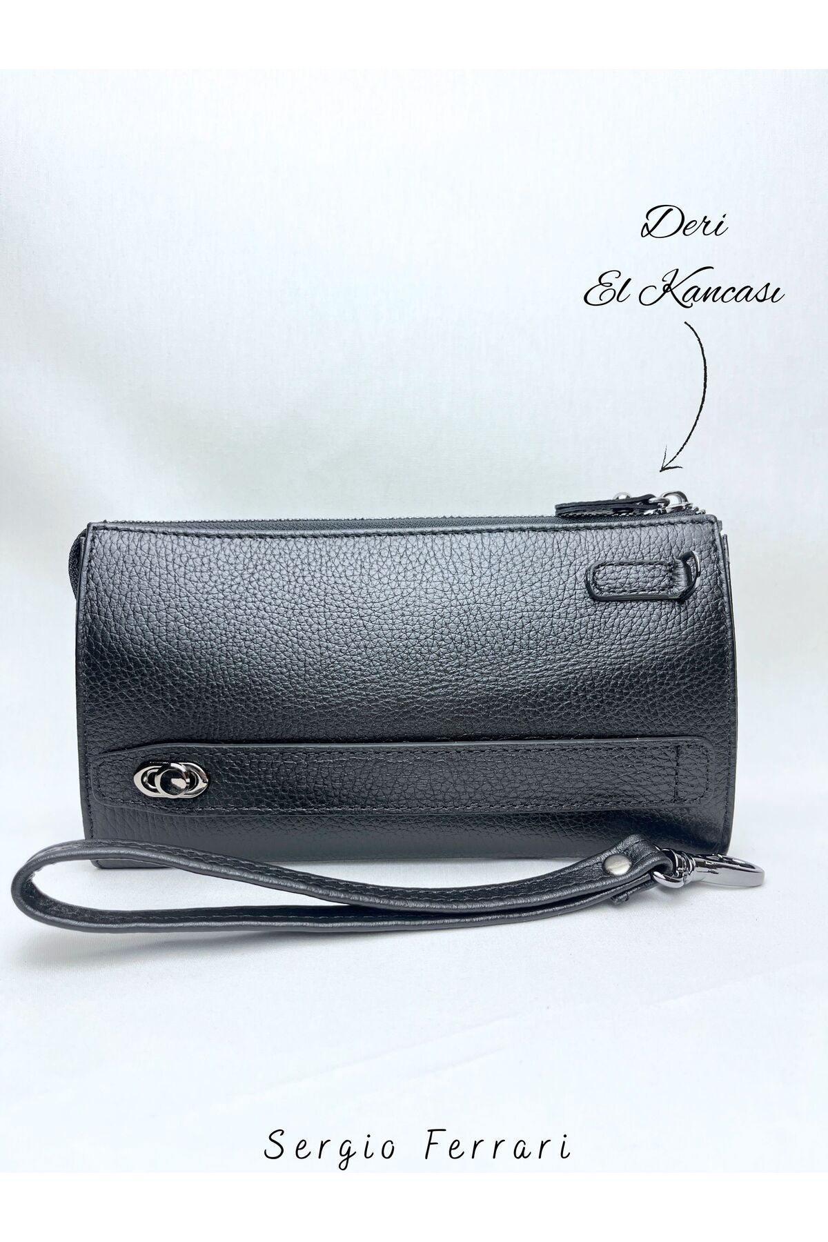 Sergio Ferrari Hakiki Deri Clucth Çanta | Çok Bölmeli Gerçek Deri Erkek El Çantası Cüzdan Clutch Çanta görsel 3