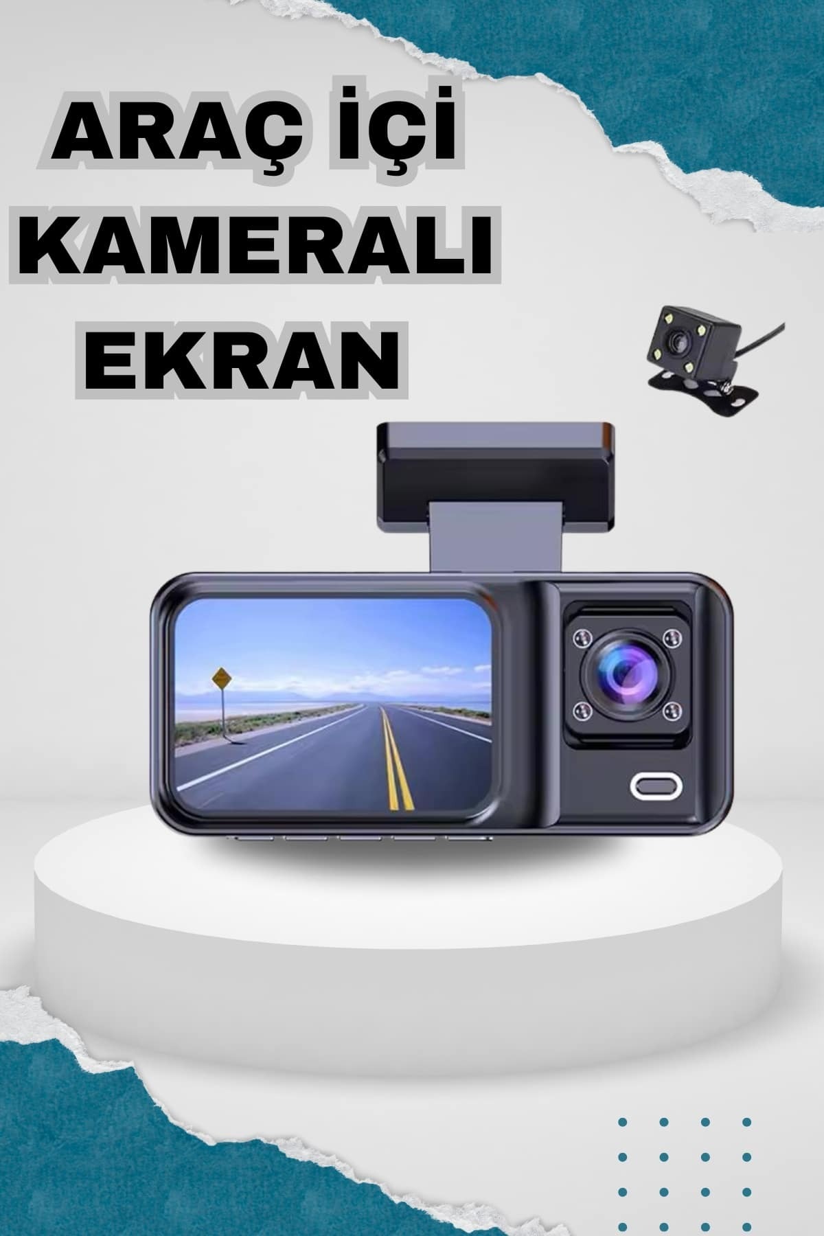 noip Ön ve Arka Kameralı 2 İnç 1080P Full HD DVR Araç İçi Ekran
